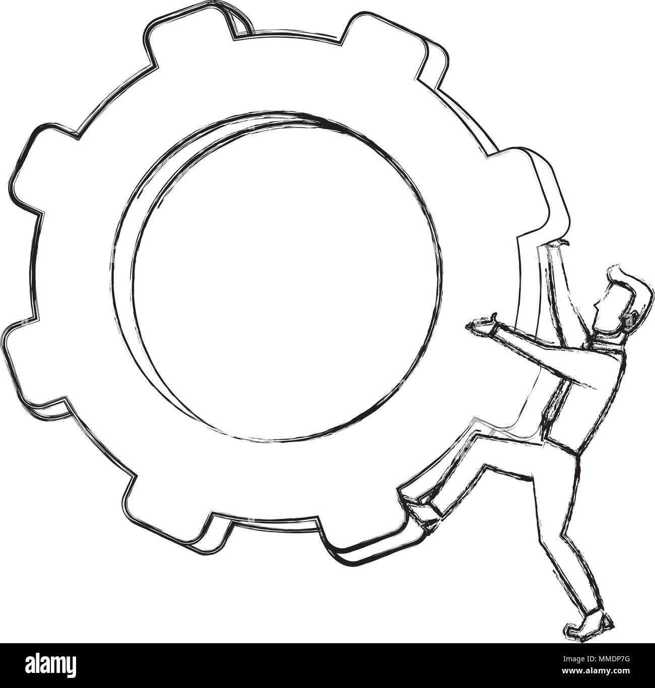grunge professional businessman with process gear industry Stock Vector ...