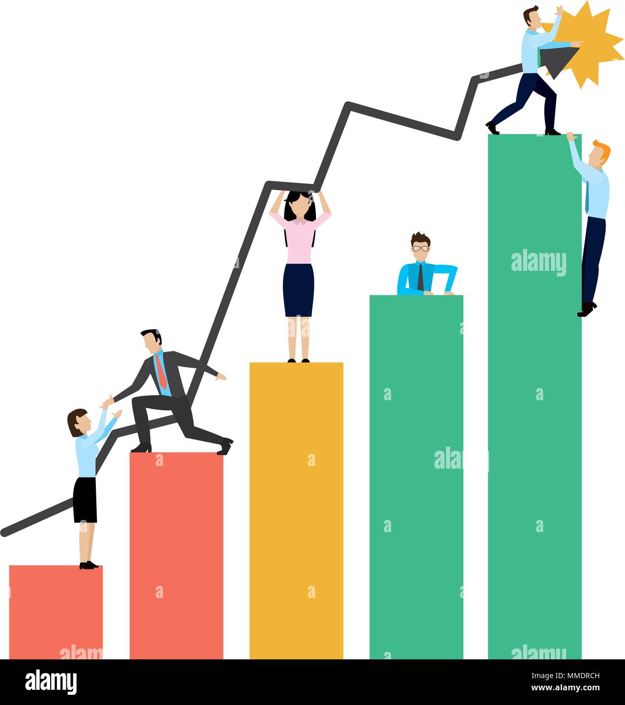 businesspeople teamwork in the statistics diagram bar Stock Vector ...