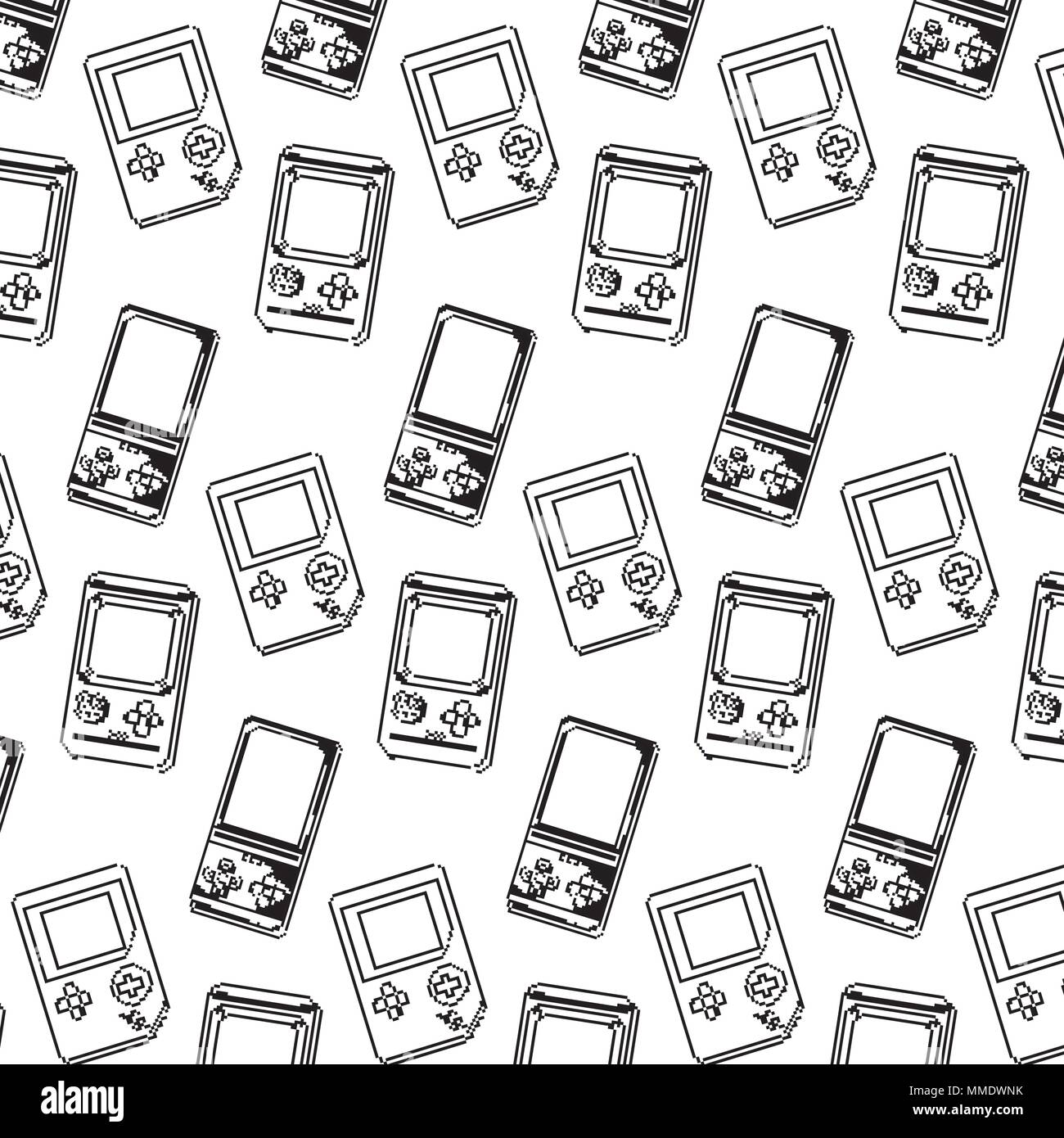 line gamepad console technology with buttons background Stock Vector ...
