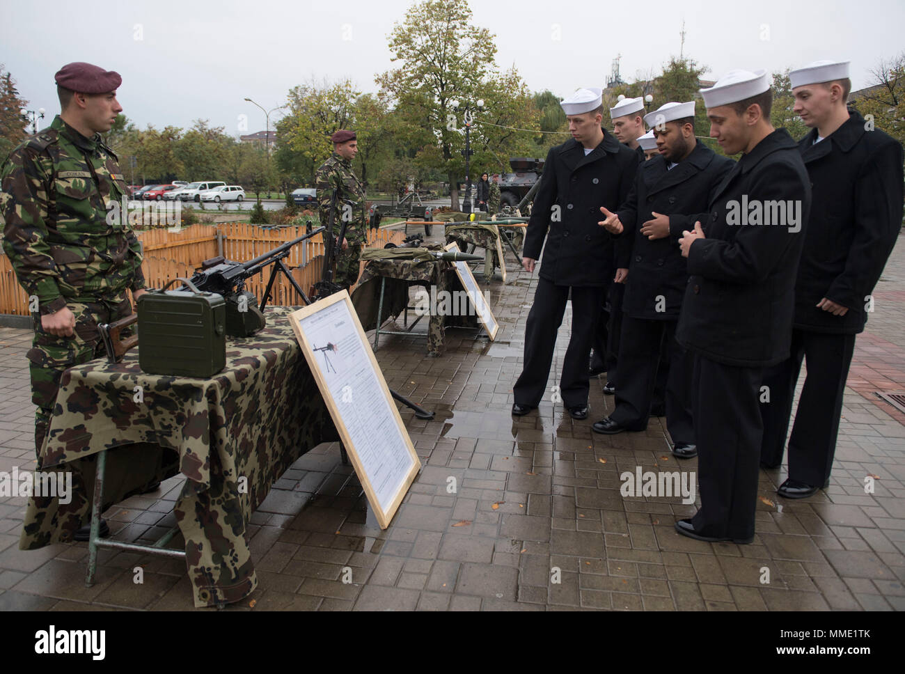 171025 N Gp524 0036 Caracal Romania Oct 25 2017 Sailors Assigned To Naval Support Facility Nsf Deveselu Visit Romanian Army Weapons Displays During A Romanian Armed Forces Day Ceremony Held In Caracal Romania Armed Forces