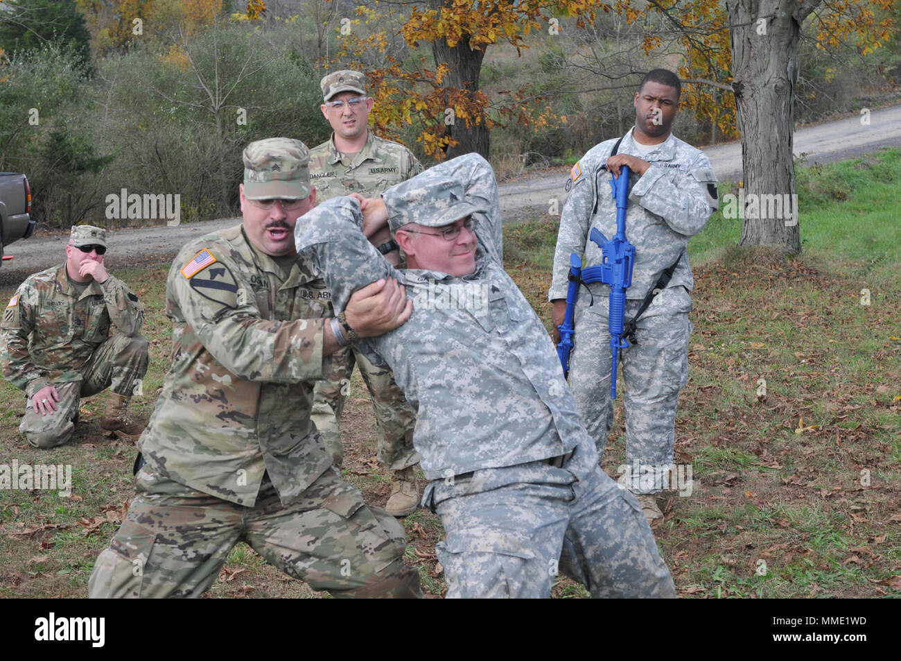 Soldiers with 28th Infantry Division Headquarters and Headquarters Battalion conduct pre-deployment training at Fort Indiantown Gap Oct. 24, 2017. Stock Photo