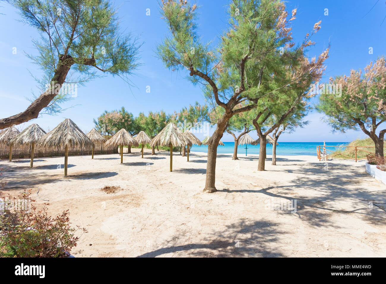 Spiaggia Terme, Apulia, Italy - Visiting the beautiful beach of Spiaggia Terme Stock Photo