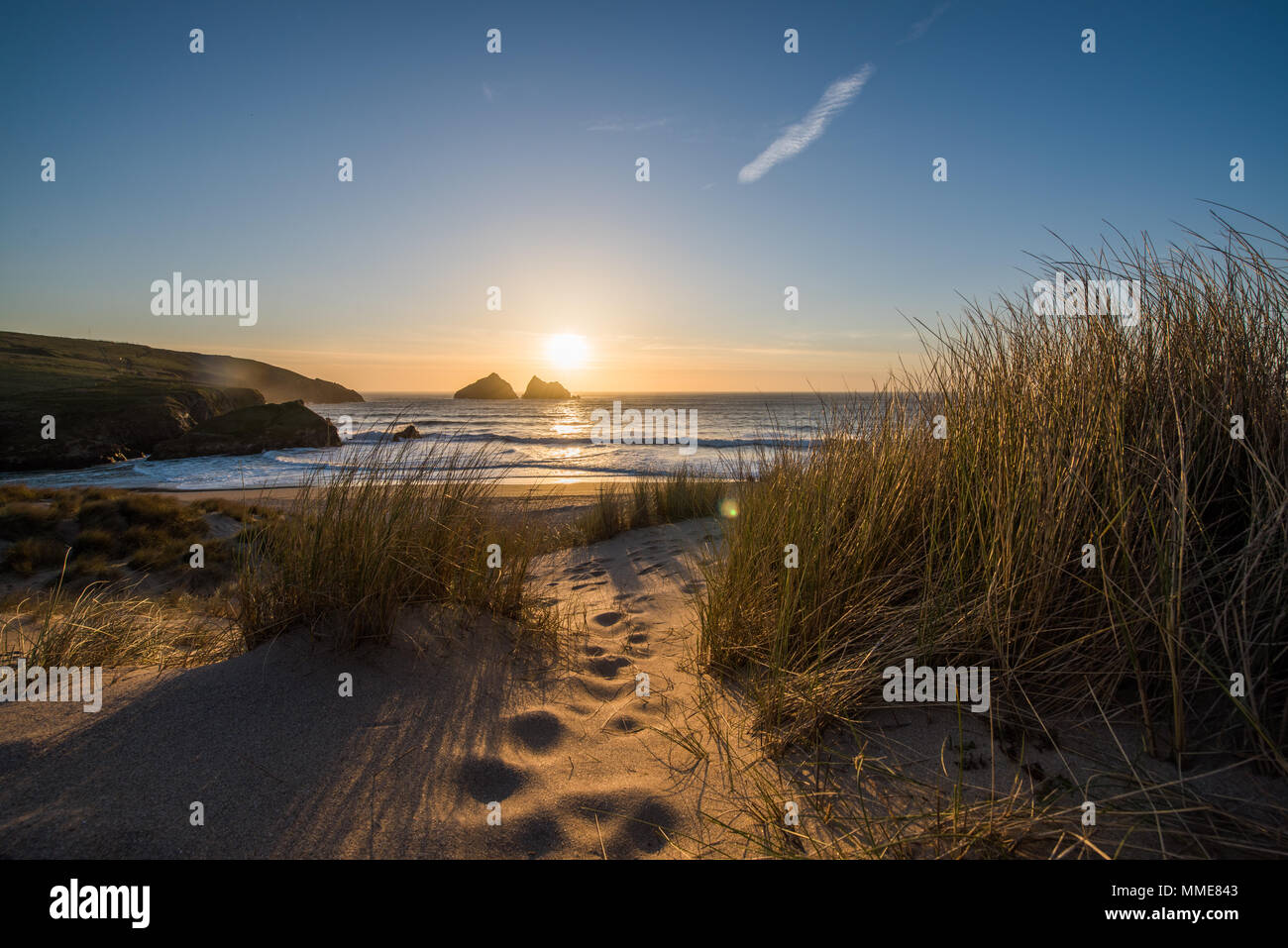 Sand dunes and beach sunset Stock Photo - Alamy
