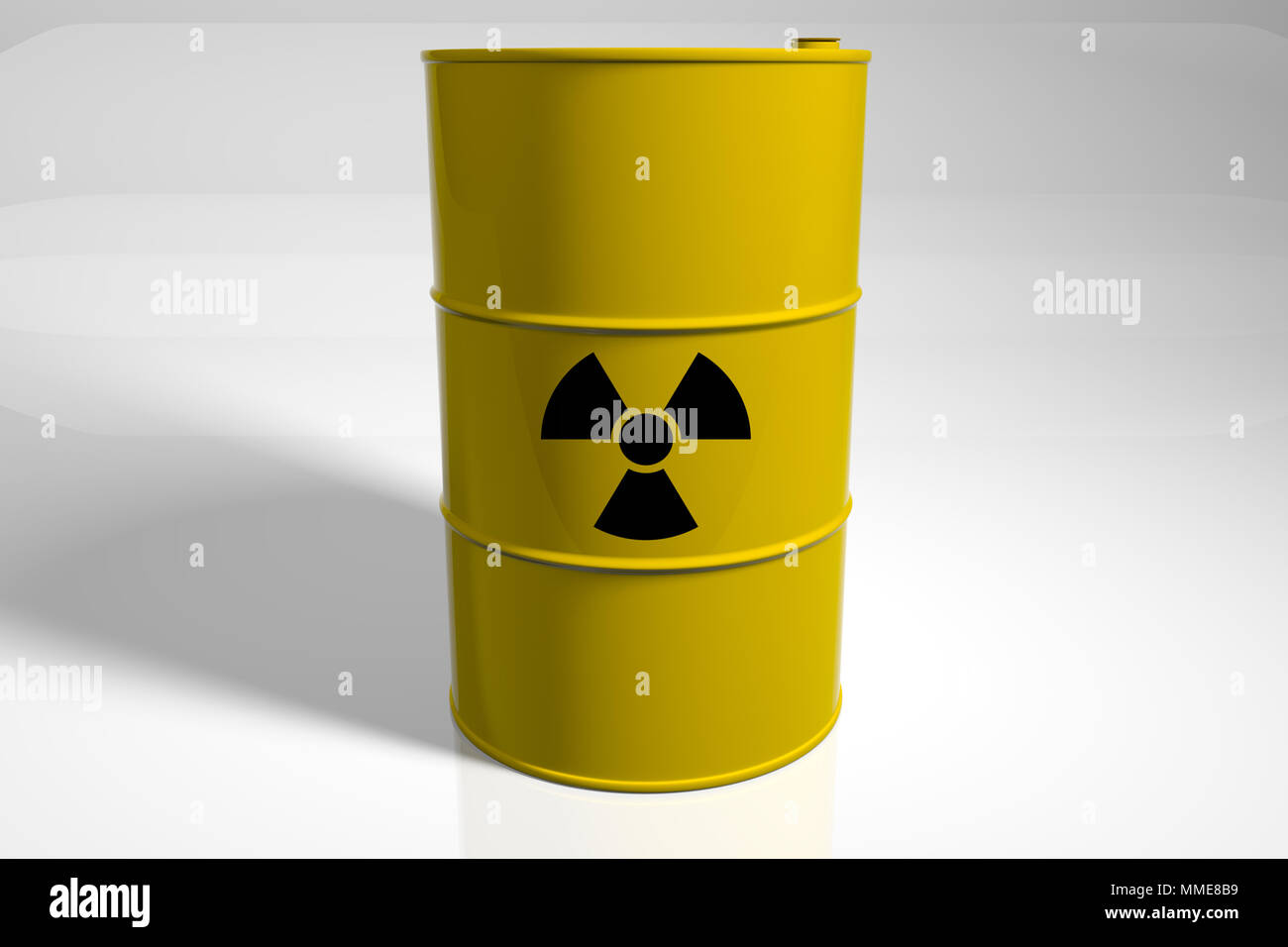 Barrel with radioactive waste. 3D render. Stock Photo