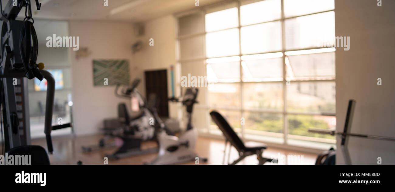 Blurred Of Fitness Gym Background For Banner Fitness Exercise