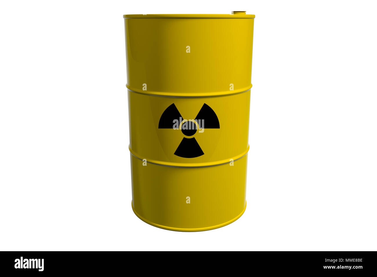 Barrel with radioactive waste. Isolated. 3D render. Stock Photo