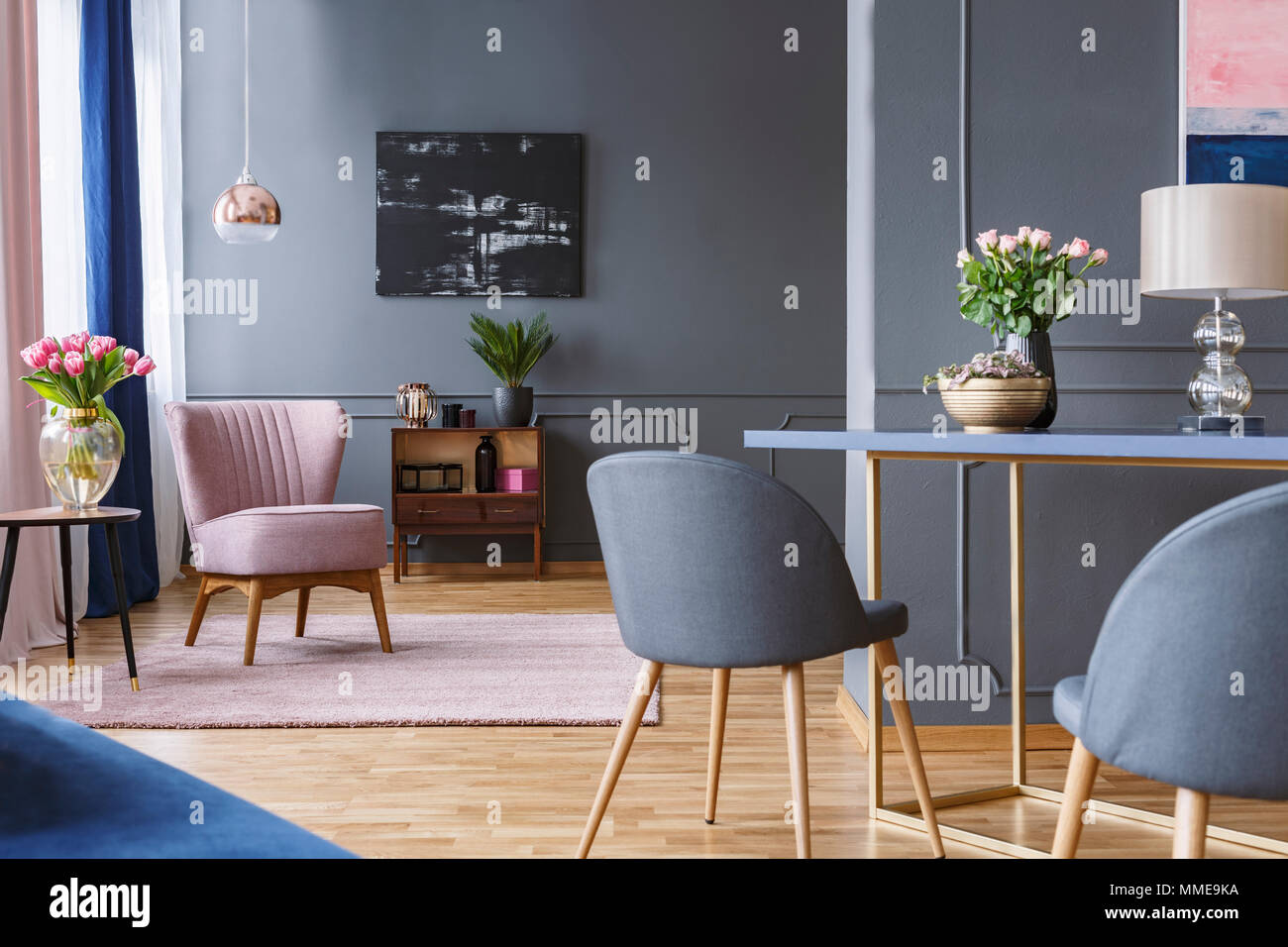 Grey and pink armchair online