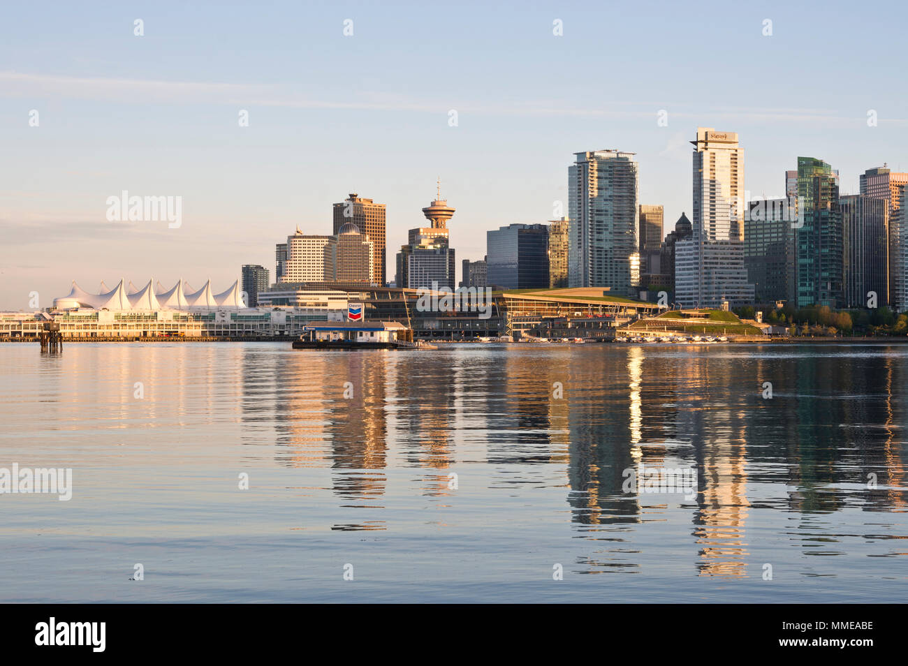 Vancouver city skyline on the waterfront of Burrard Inlet at sunset. Canada  Place and Convention Centre and skyscrapers of downtown. 2018 Stock Photo -  Alamy