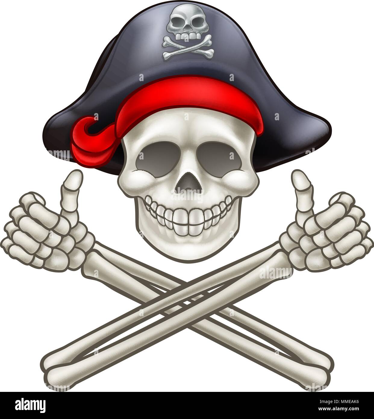 Pirate Skull and Cross Bones Cartoon  Stock Vector
