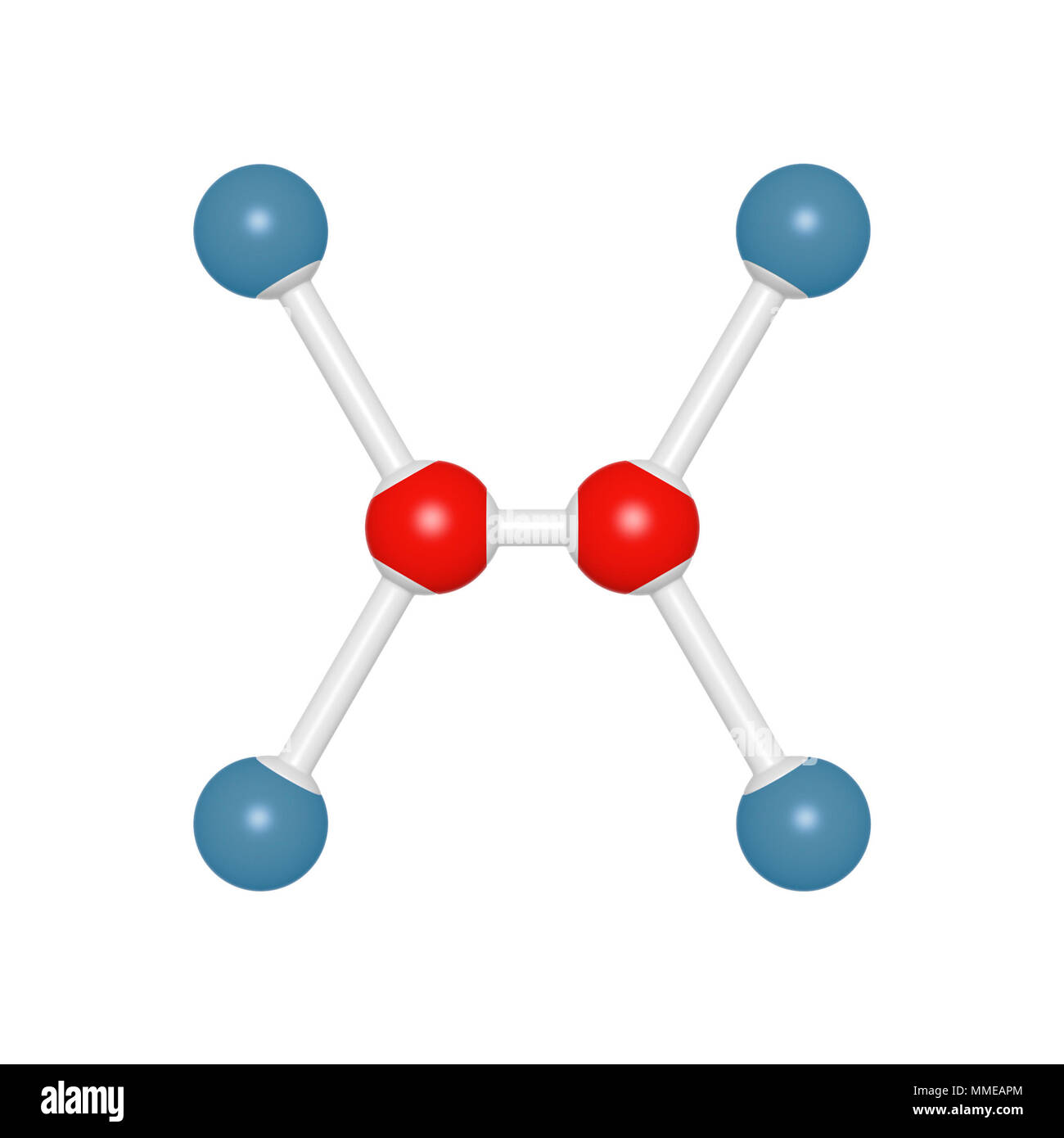Molecule model of six atoms, 3D rendered object for education and