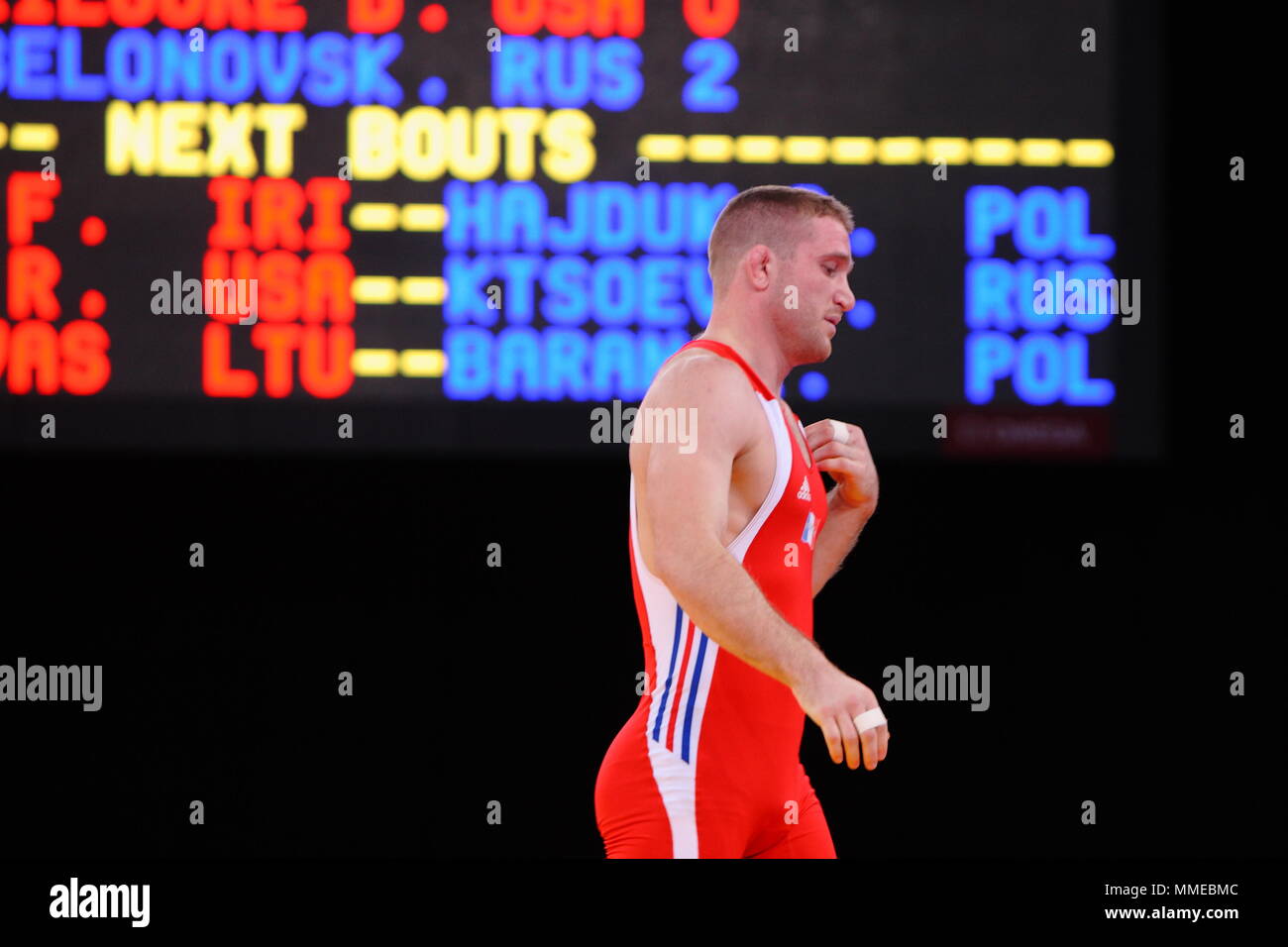 Lucas Lampis vs Philip Roberts compete at the Men's Greco Roman Wrestling,  FILA Competition program, Excel Arena, London 11 December 2011 Stock Photo  - Alamy