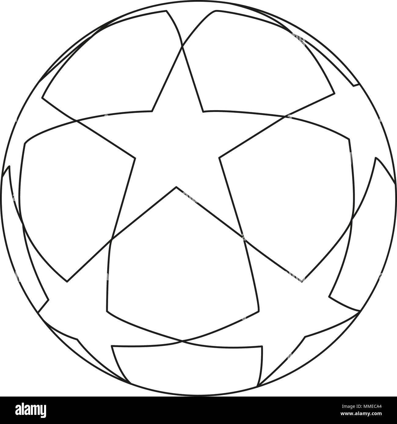 Flat black and white soccer ball star. Stock Vector