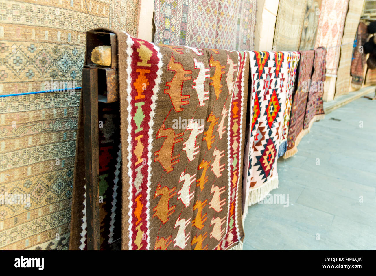 Group of precious ancient colored wool Azeri ancient carpets made by ...