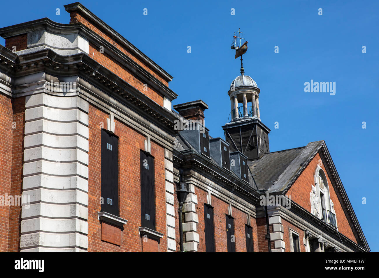 A view of the historic Haggerston Baths building, located on Whiston