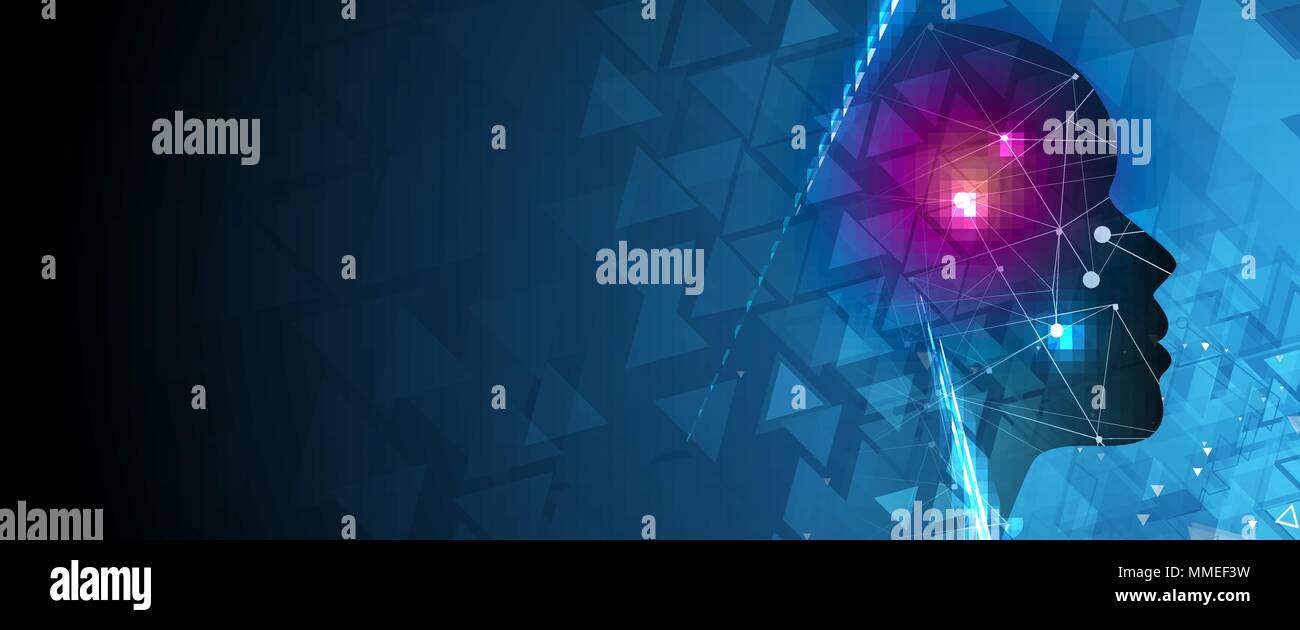 Abstract Artificial intelligence. Technology web background. Virtual concept Stock Vector