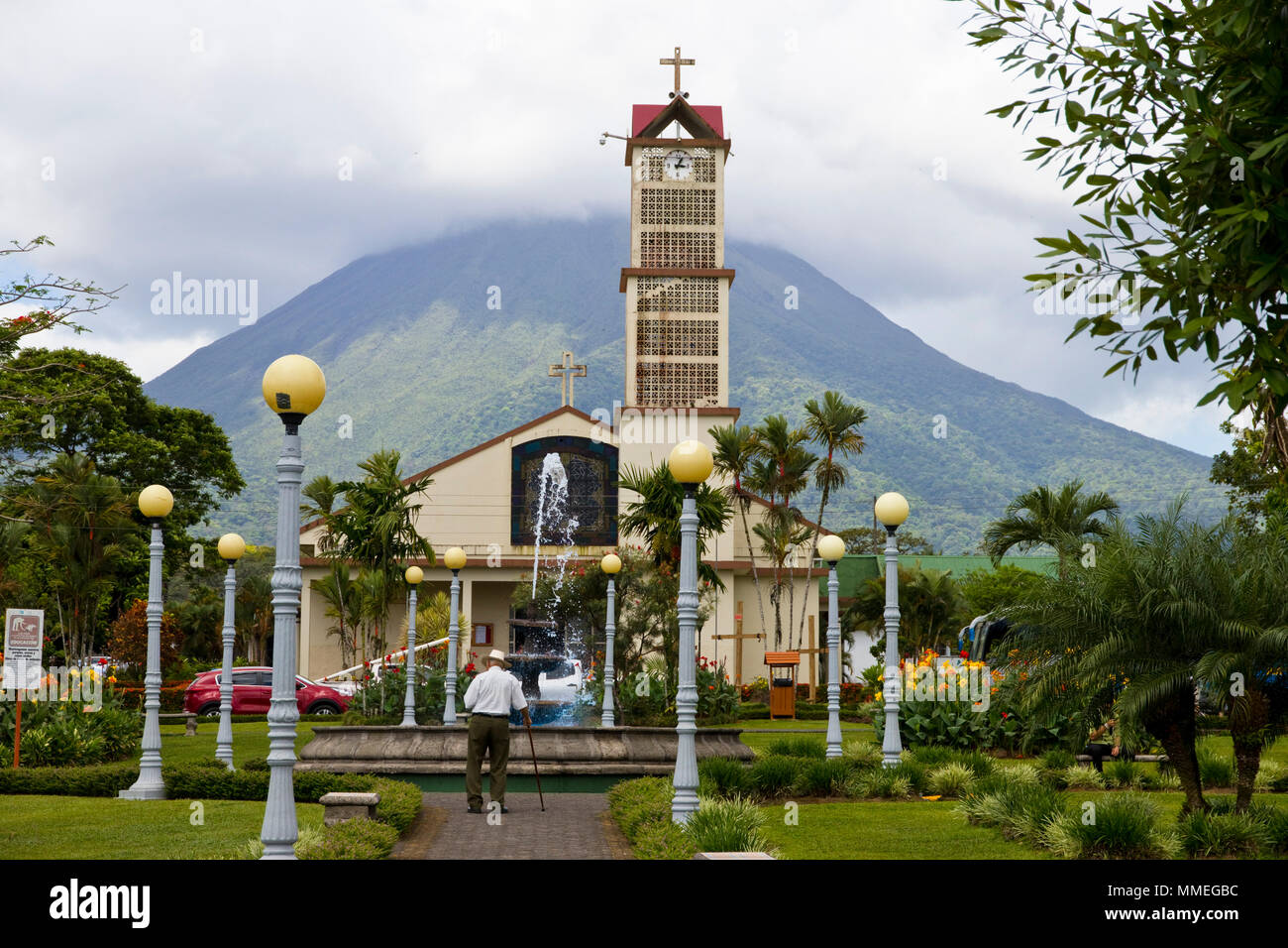 Sarapiqui town and volcano in northern Costa Rica Stock Photo