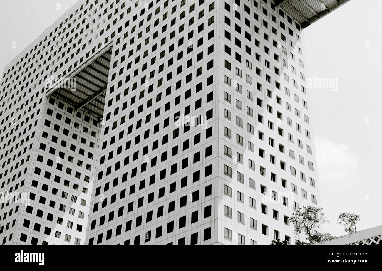 Modern architecture of the Elephant Chang Building in Chatuchak in Bangkok in Thailand in Southeast Asia Far East. Buildings Modernism Travel B&W Art Stock Photo