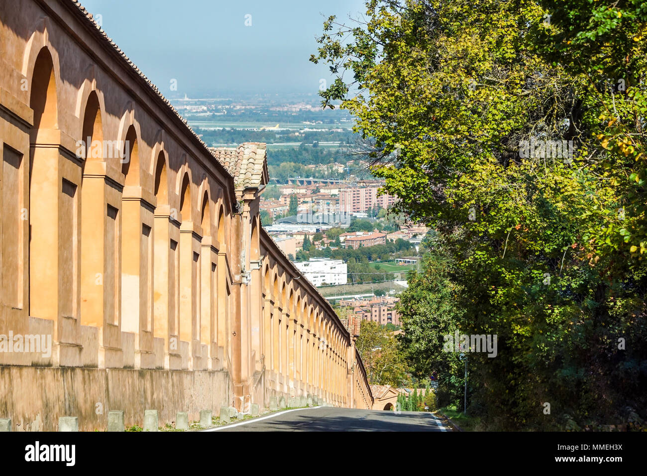 Bologna, Italy. Famous San Luca's porch the longest portico in the