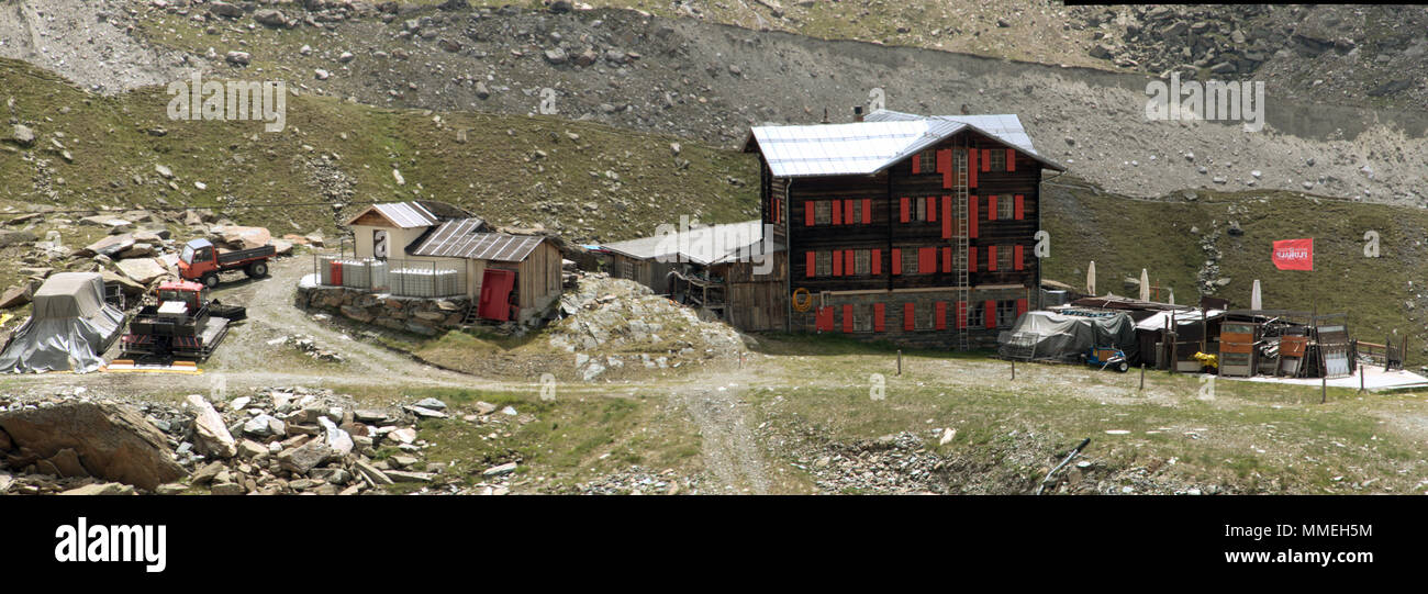 Mountain guesthouse in Valais, near Blauherd ZBAG Stock Photo