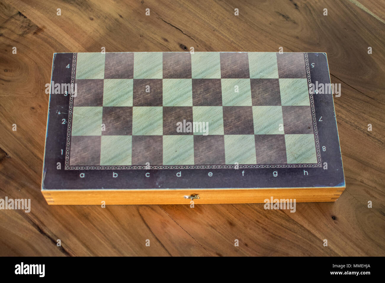 Close up of a backgammon box with a chessboard in one side Stock Photo