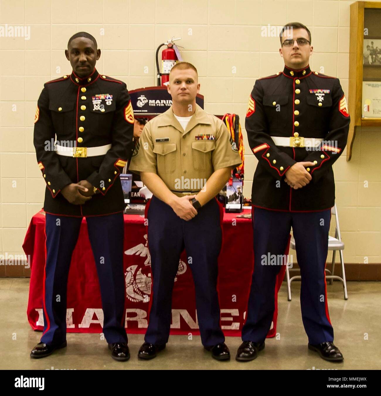 Recruiters with Marine Corps Recruiting Station Montgomery pose for a
