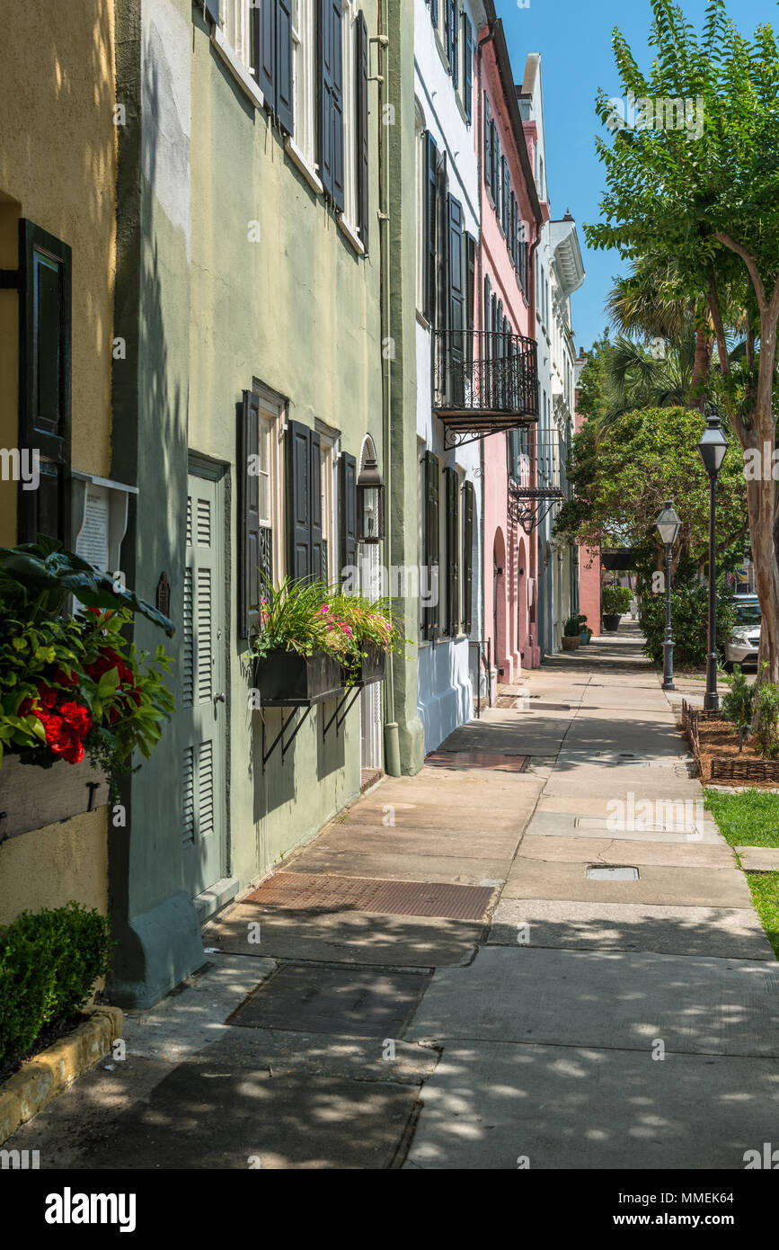 Summer at Rainbow Row Vertical Rainbow Row, a series of well