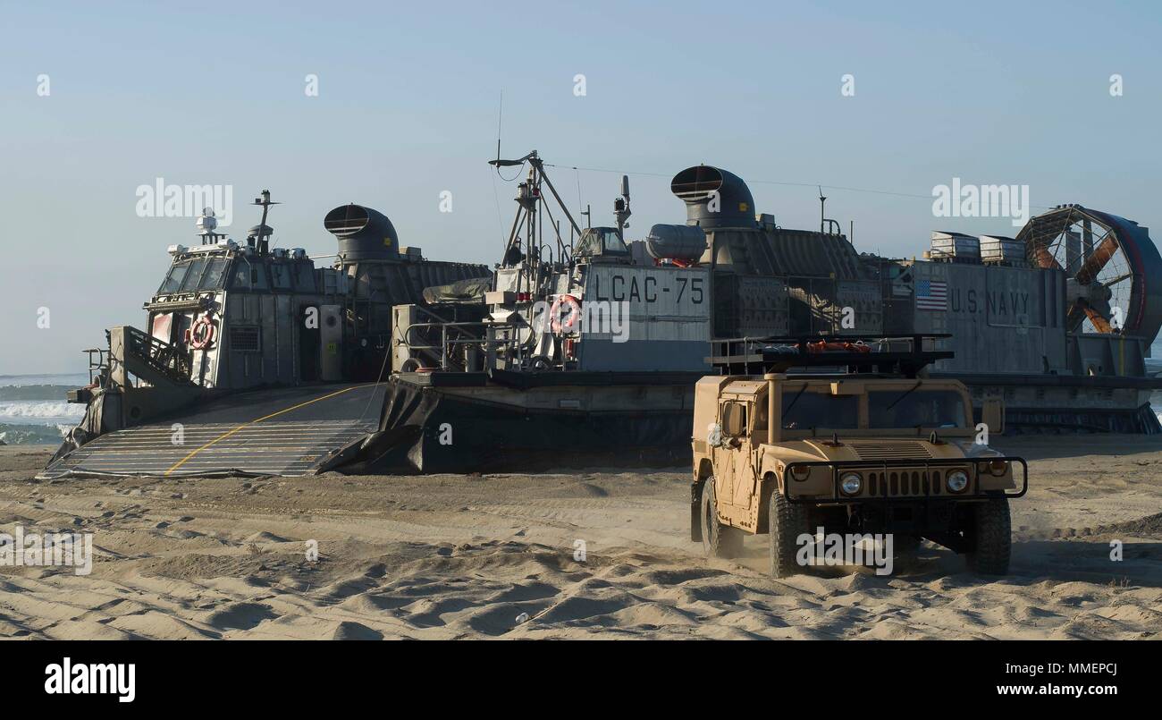 CAMP PENDLETON, Calif. (Oct. 27, 2017) A Humvee exits a landing craft ...