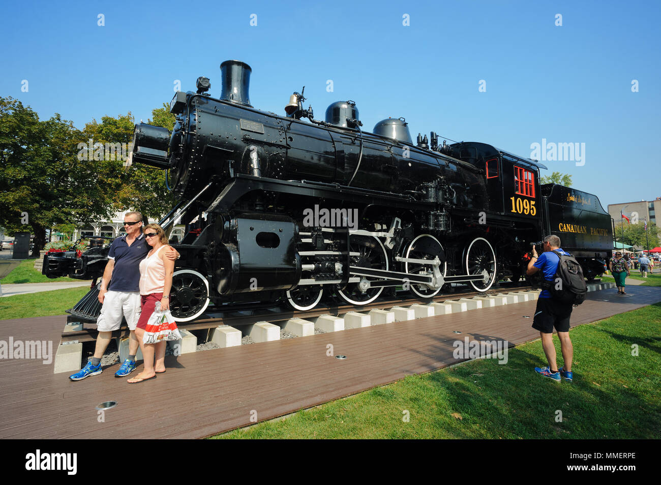 Engine 1095, a steam locomotive in service from 1913 to 1960, now  located at the Confederation Park in Kingston, Ontario, Canada. Stock Photo