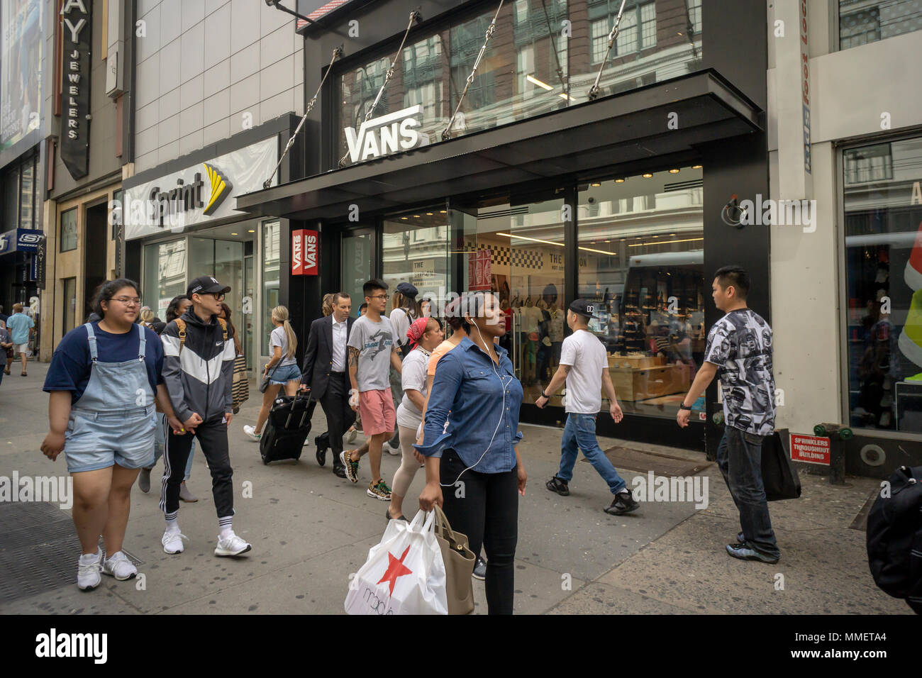 A Vans footwear store in Herald Square in New York on Friday, May 4, 2018.  VF Corp., the owner of North Face, Vans, Wrangler and other brands reported  first-quarter revenue the beat