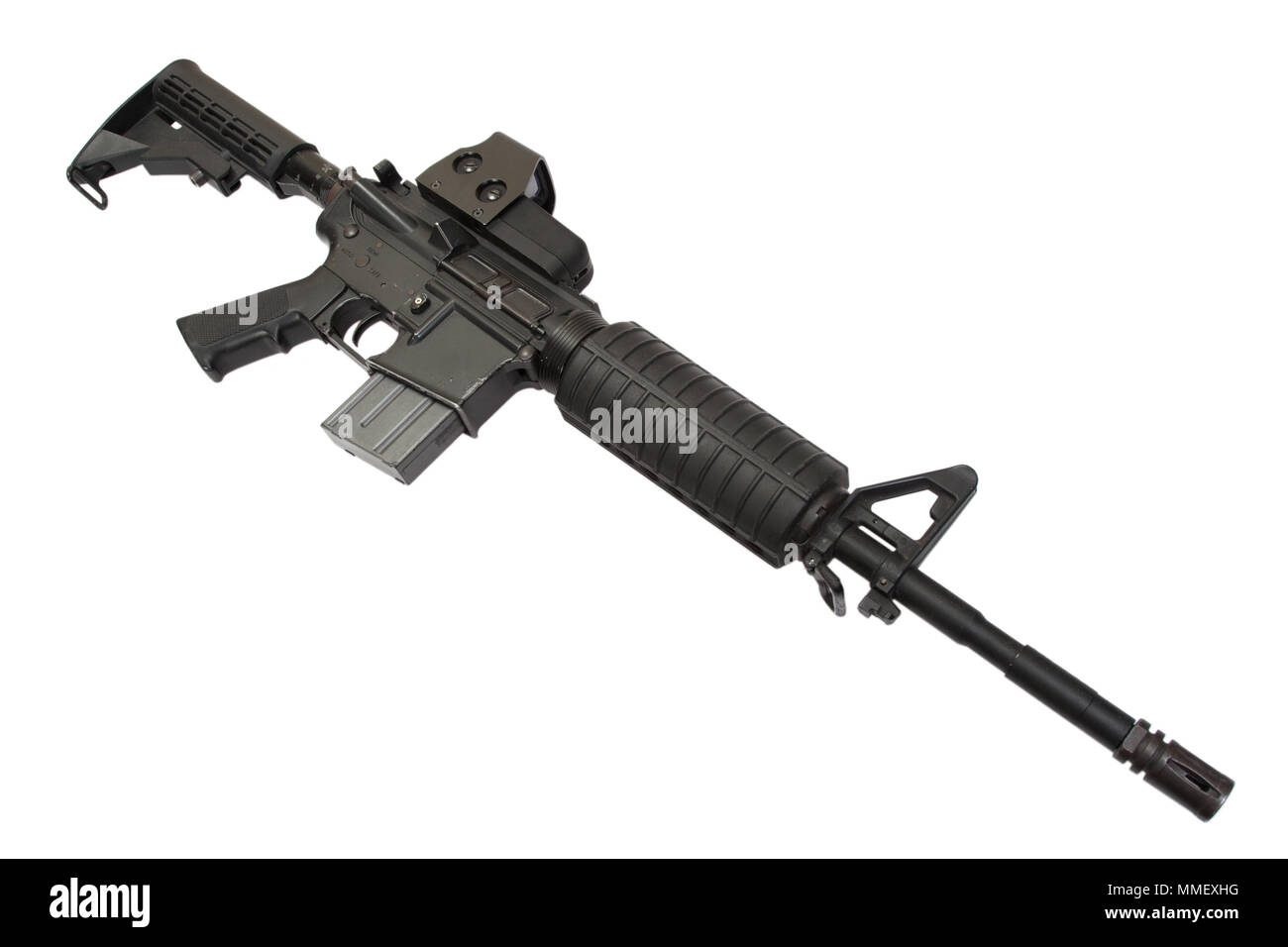 assault rifle with gunsight isolated on a white background Stock Photo