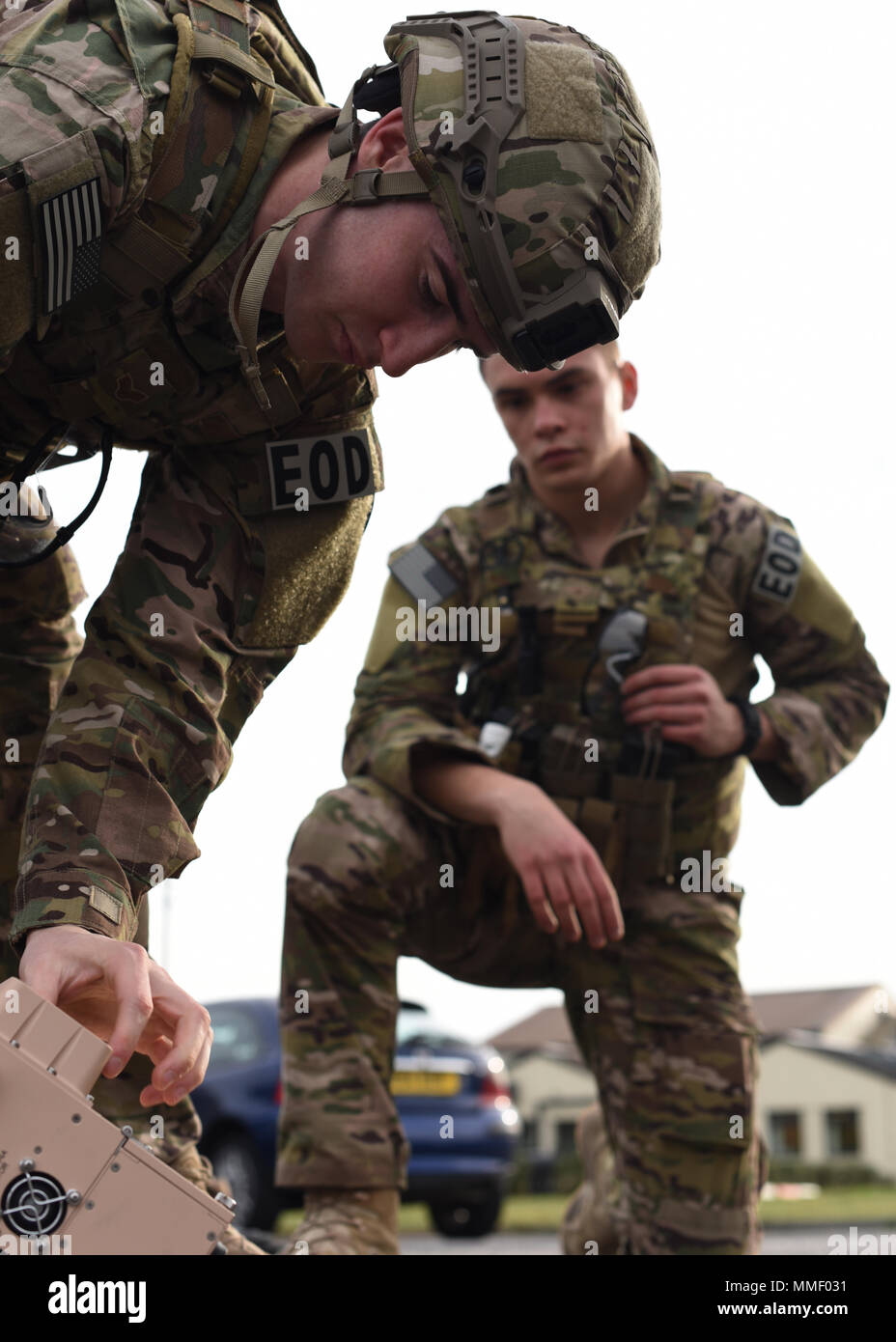 Explosive ordnance disposal technicians assigned to the 48th Civil