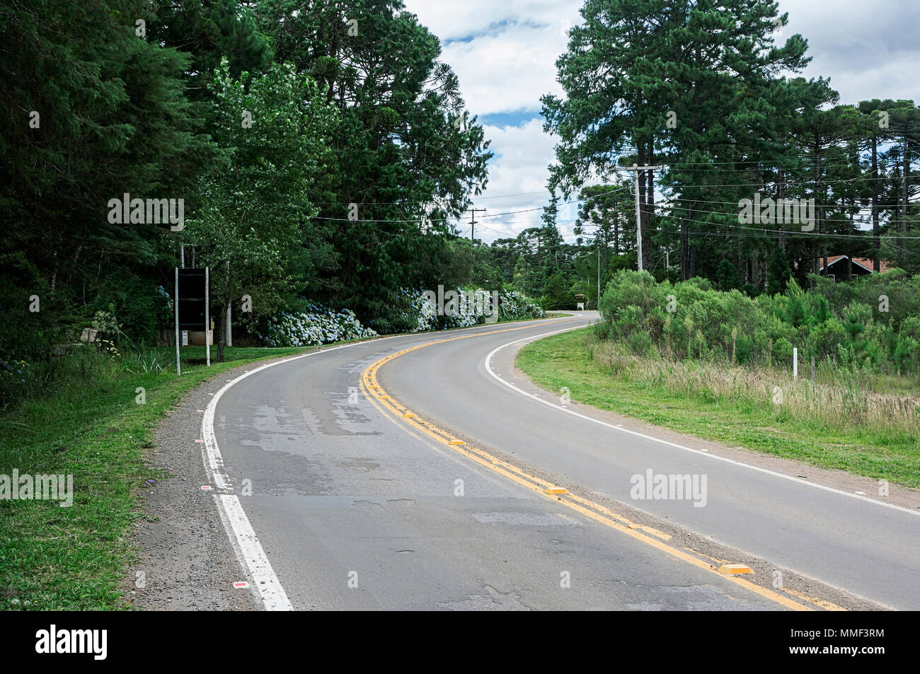 road curve vegetation  city Gramado Brazil Stock Photo