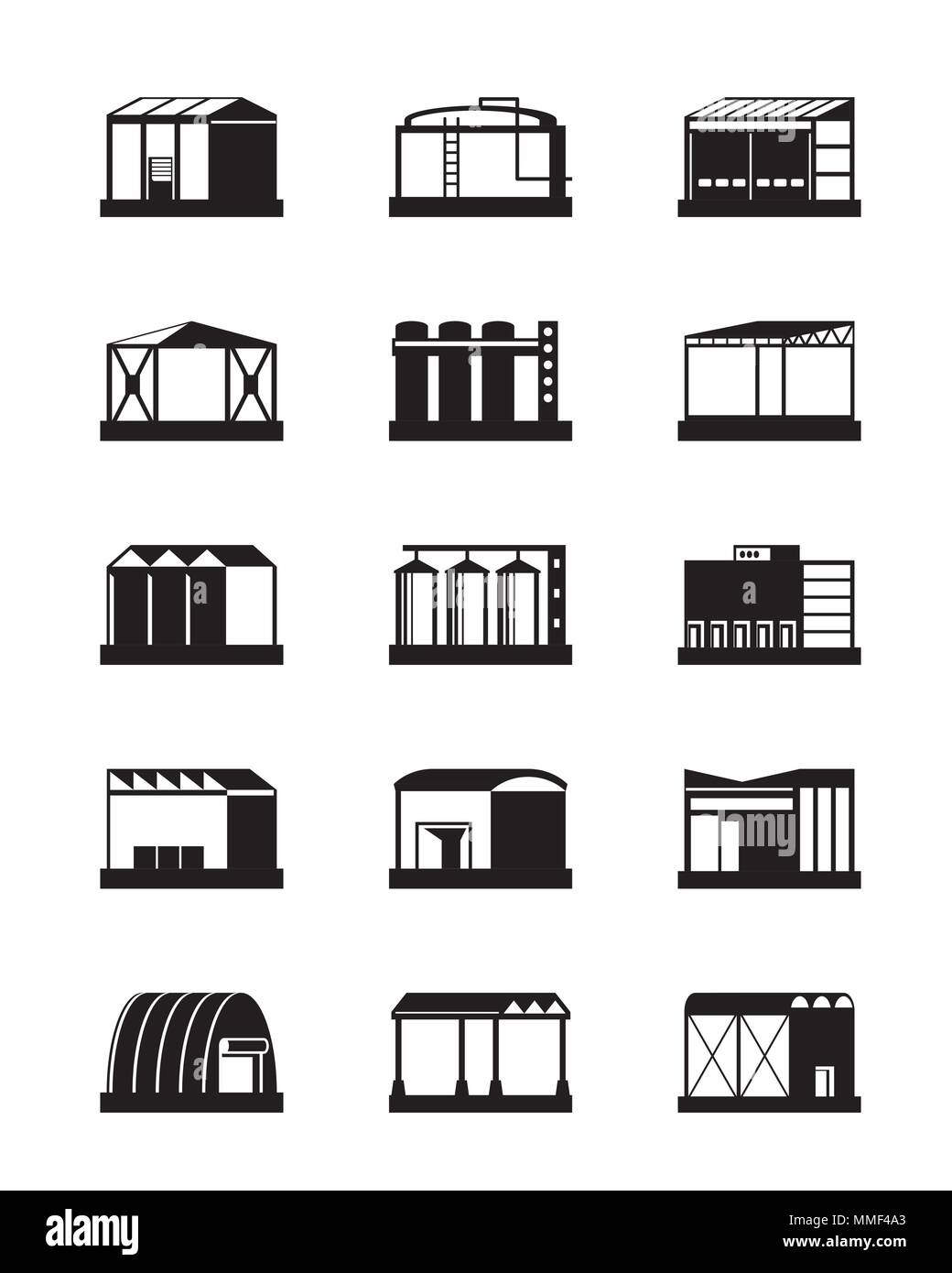 Industrial warehouses icon set - vector illustration Stock Vector