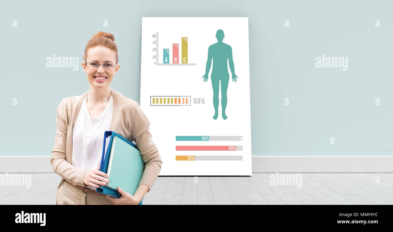 Educational Human Body Chart on card with teacher Stock Photo Biology Diagrams