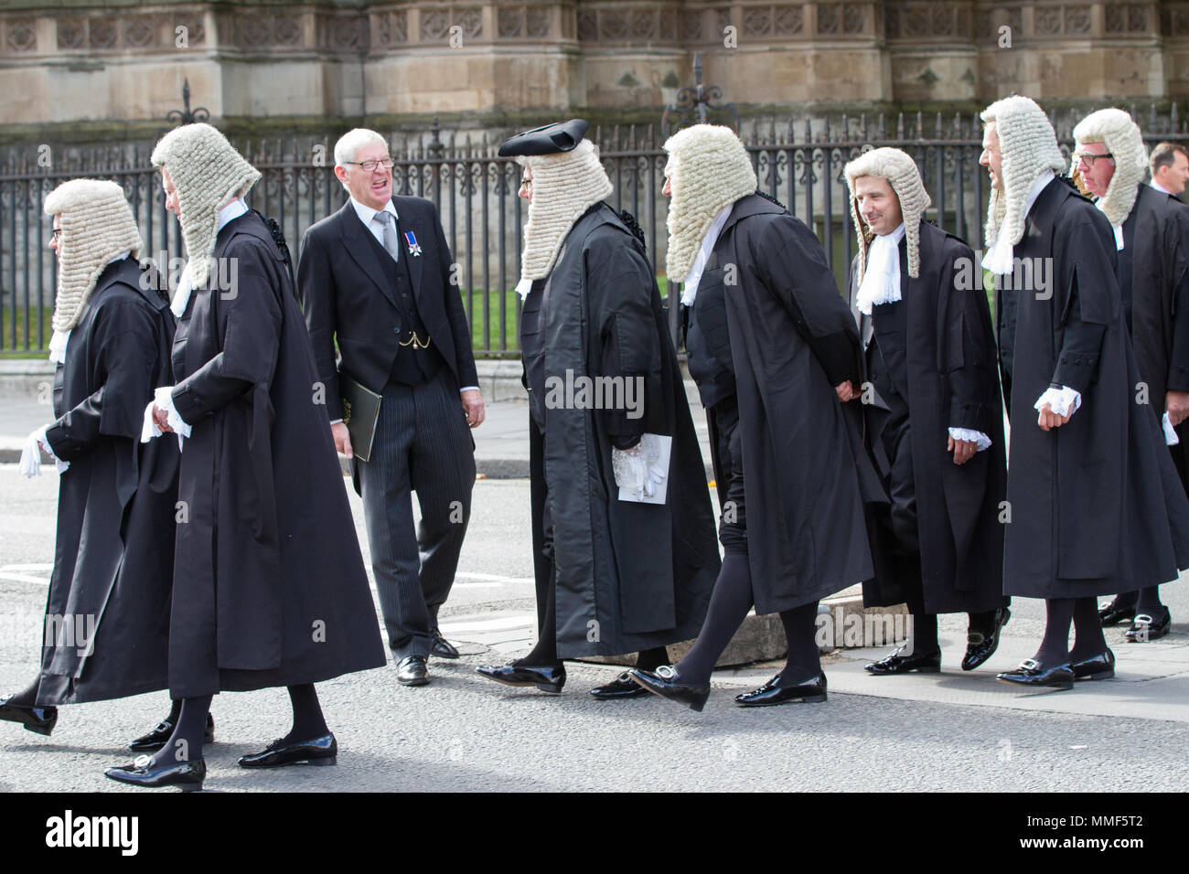 Lord Chancellor's Breakfast. Judges walk from Westminster Abbey to the House of Parliament, London UK. Stock Photo