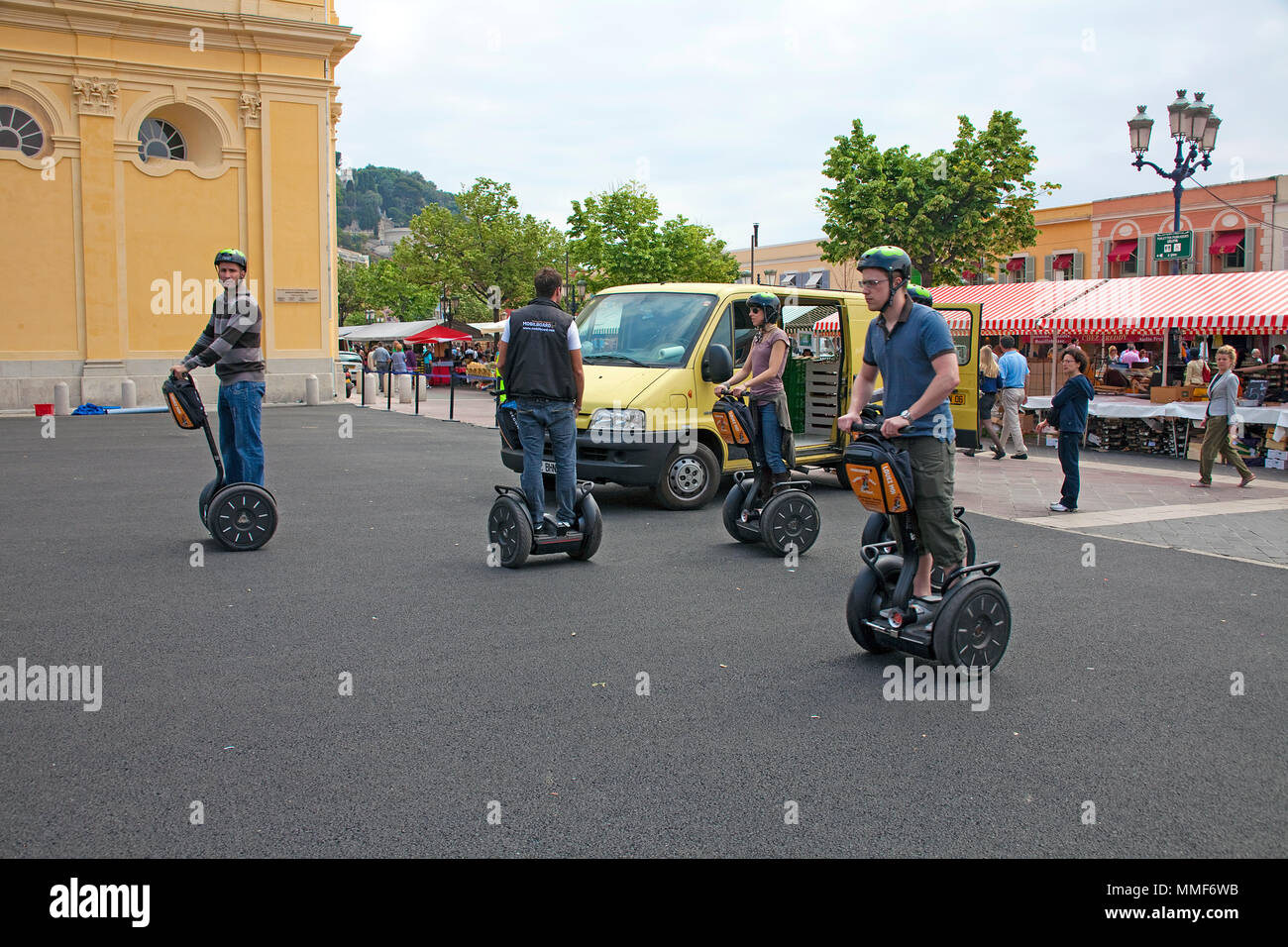 Young Segway driver at place Cours Saleya, Nice, Côte d’Azur, Alpes-Maritimes, South France, France, Europe Stock Photo
