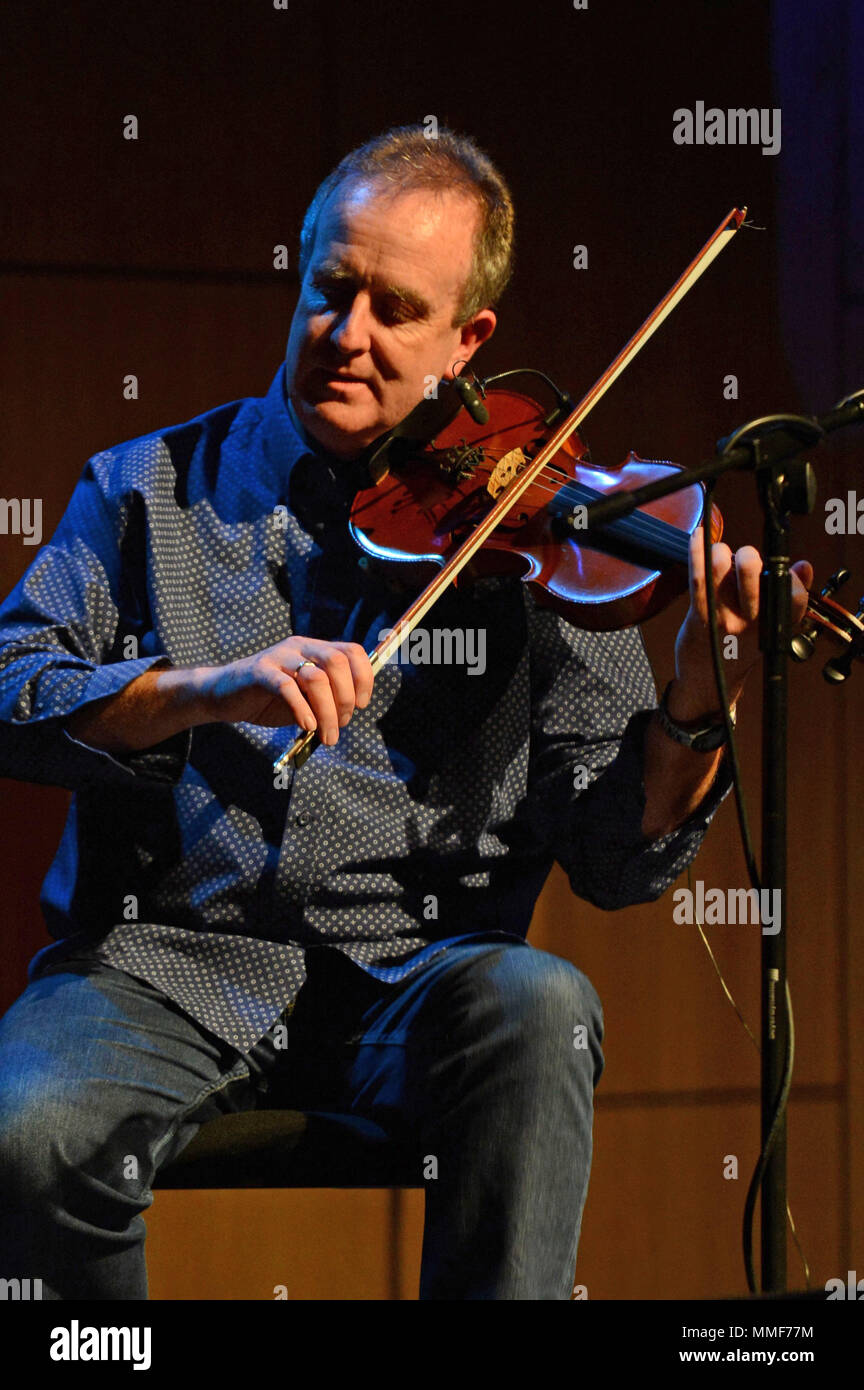 Gordon Gunn fiddle player onstage at Mareel in the Shetland Isles Stock Photo