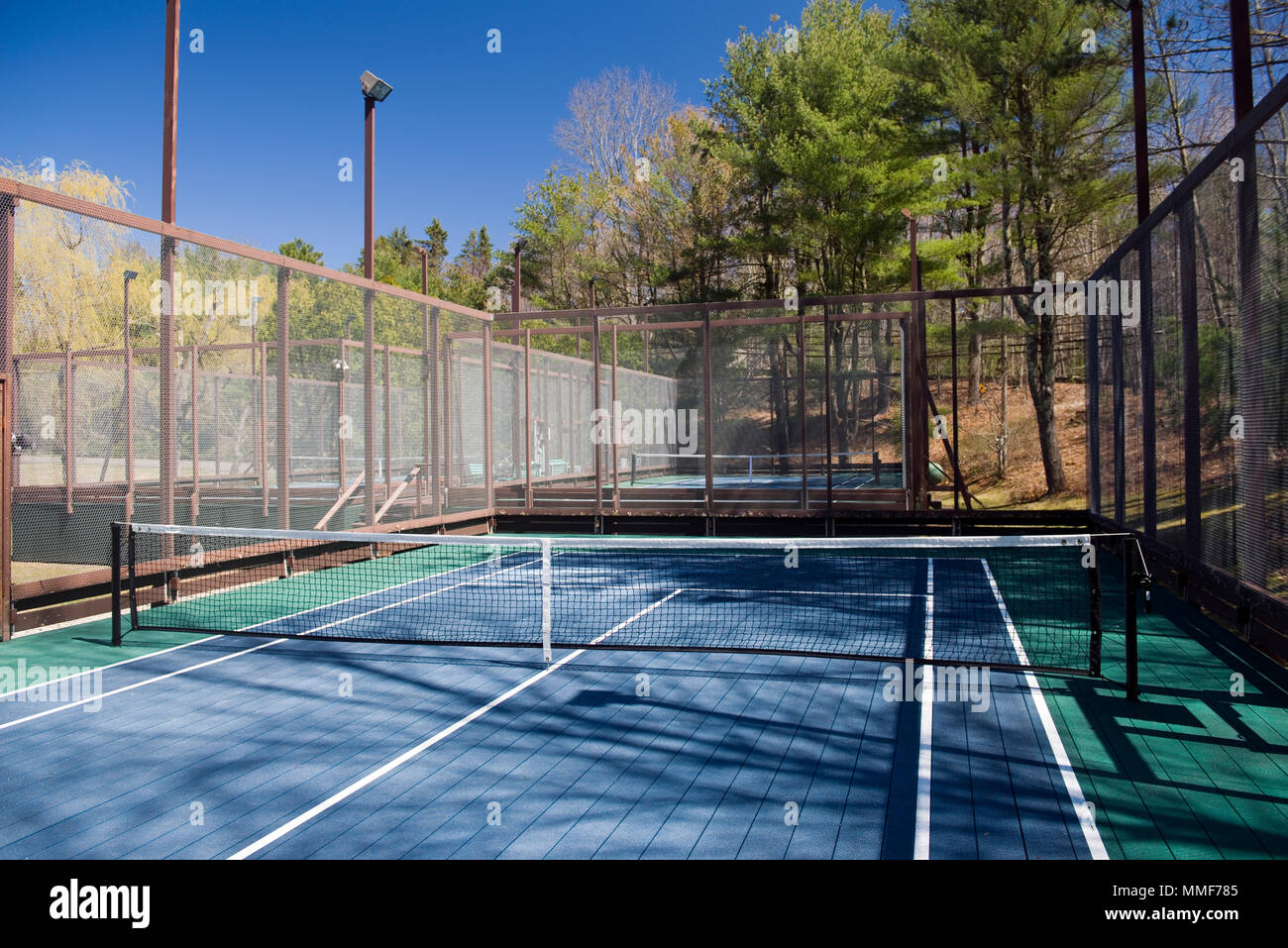 platform tennis also called paddle court outdoor sport at private suburban club Stock Photo