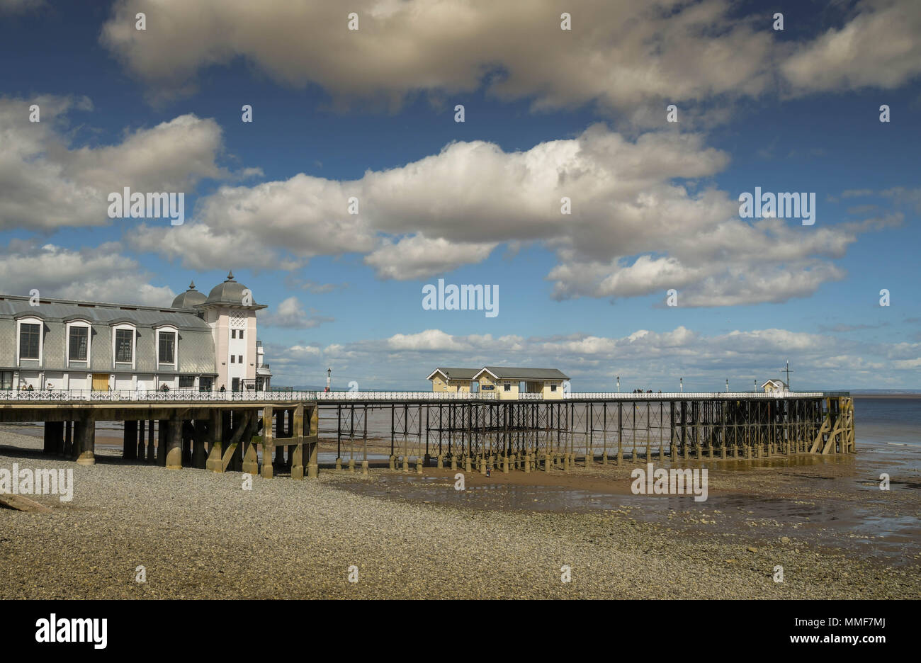 The pier in Penarth, near Cardiff, at low tide. The pier extends into