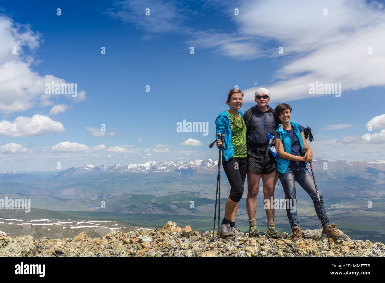 Couple young hikers backpacks hi-res stock photography and images - Alamy