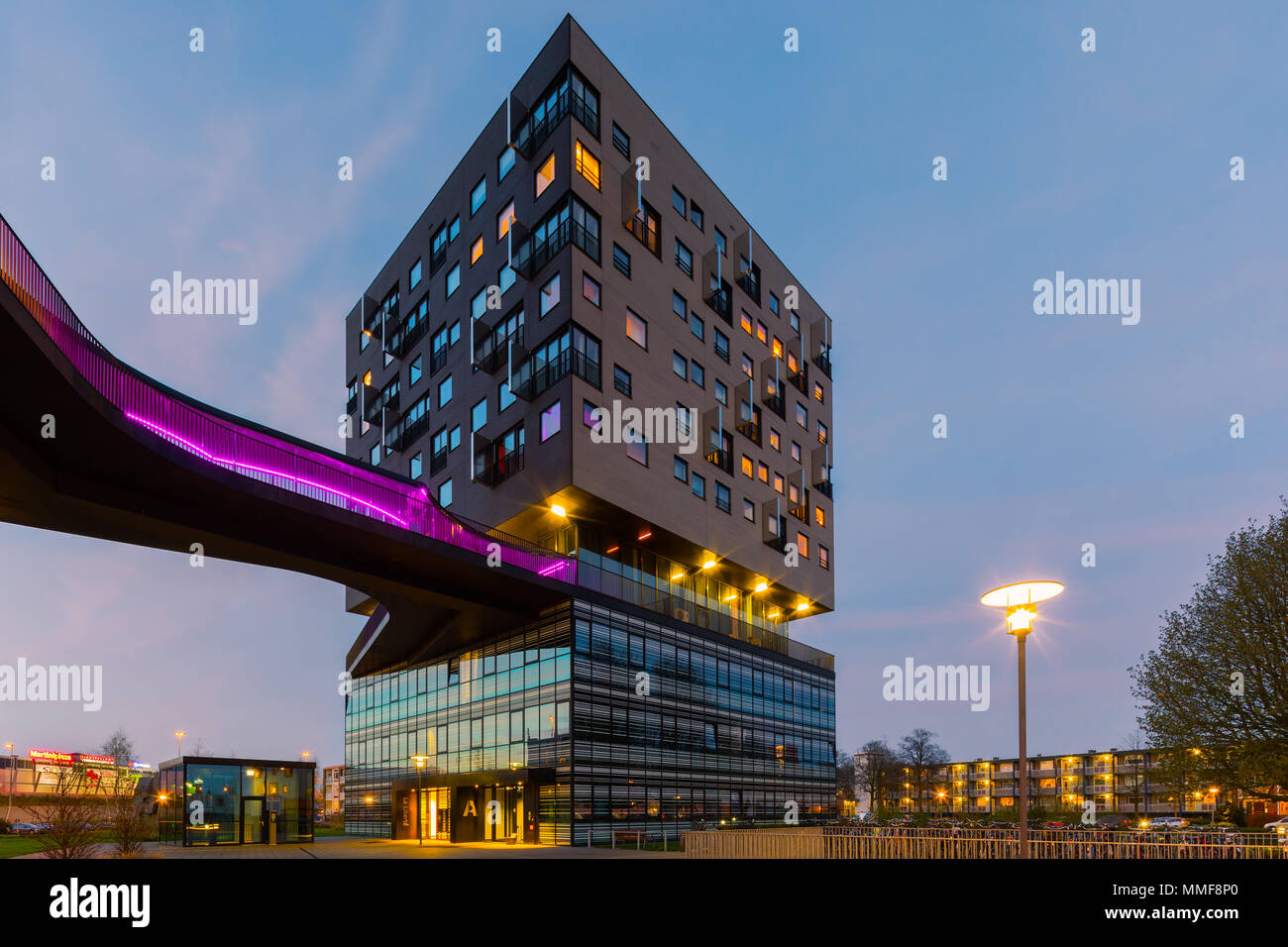 The modern Apollo hotel in the La Liberte building in Groningen, the Netherlands Stock Photo