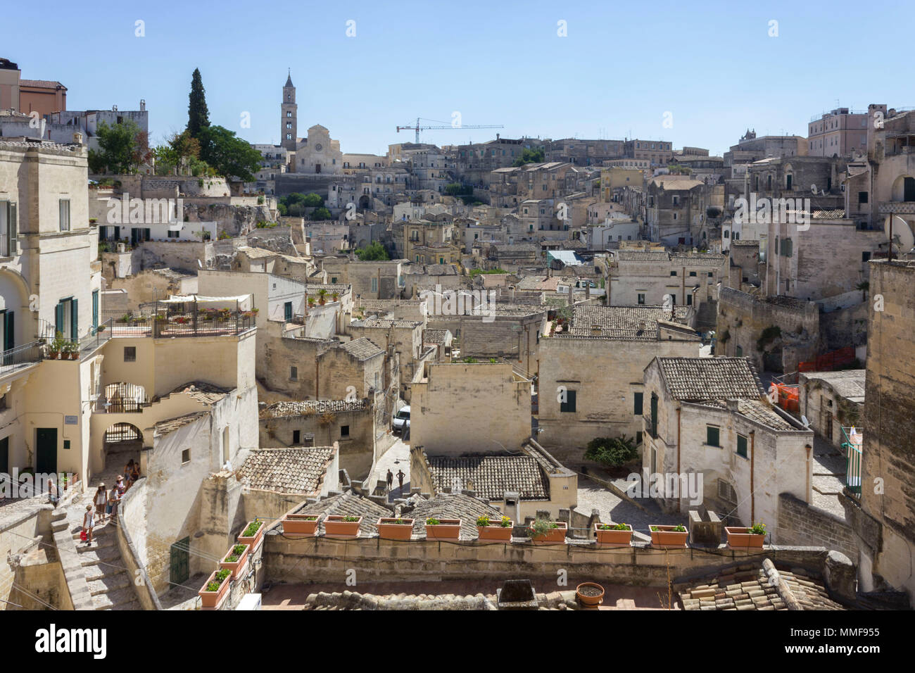 MATERA, ITALY - AUGUST 25 2017: Matera ancient rupestrian houses in city center Stock Photo