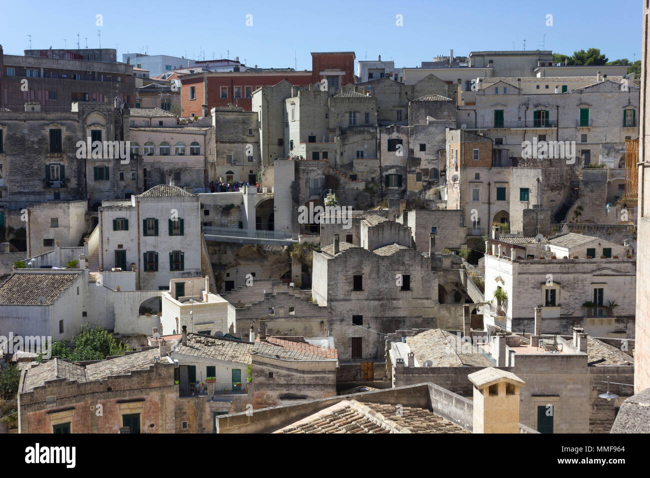 MATERA, ITALY - AUGUST 25 2017: Matera ancient rupestrian houses in city center Stock Photo