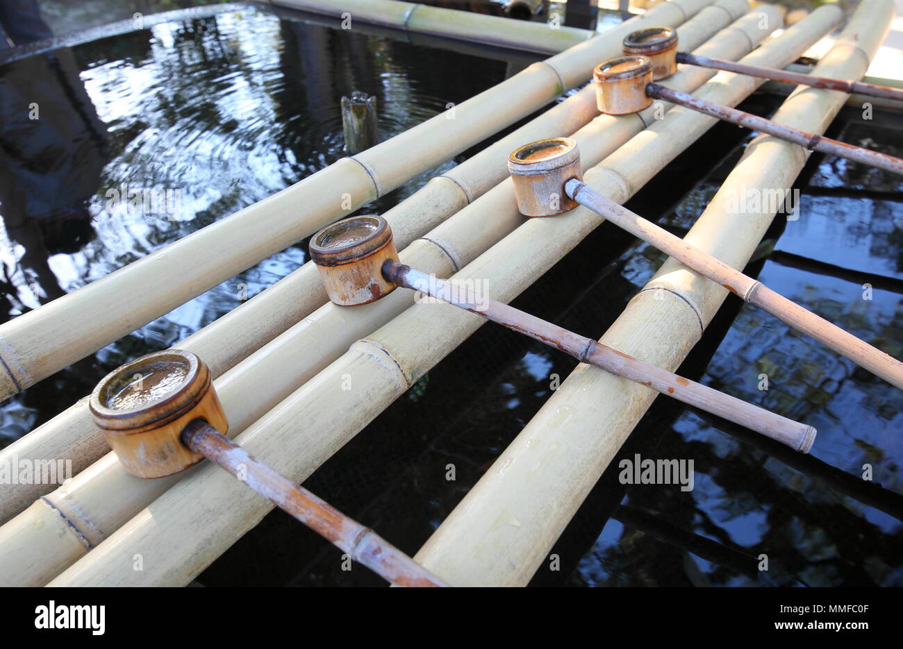 Holy water well Japanese temple Japan Stock Photo Alamy