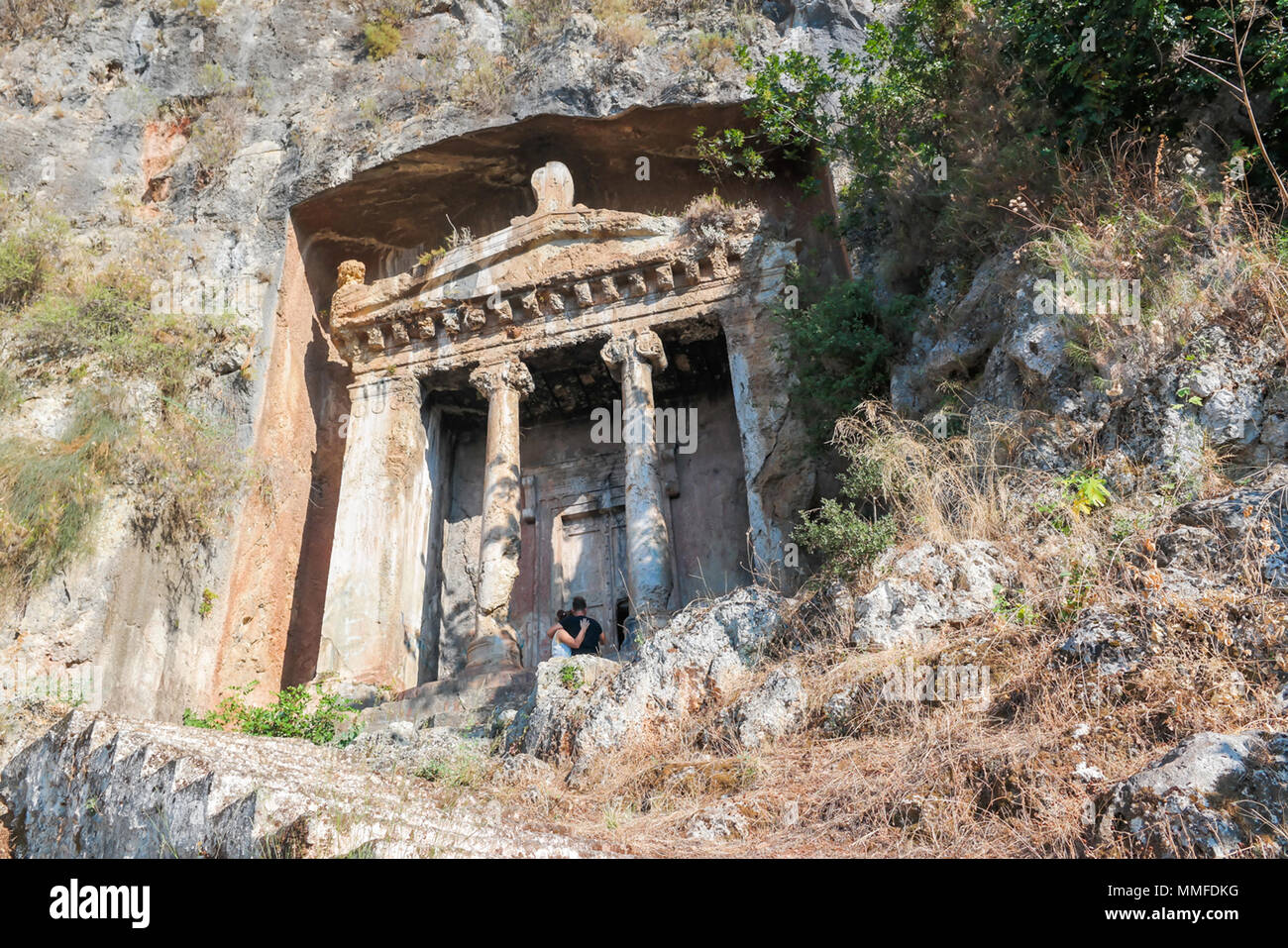 Aminthas Rock Carved Tomb, Fethiye Kaya Mezari Stock Photo