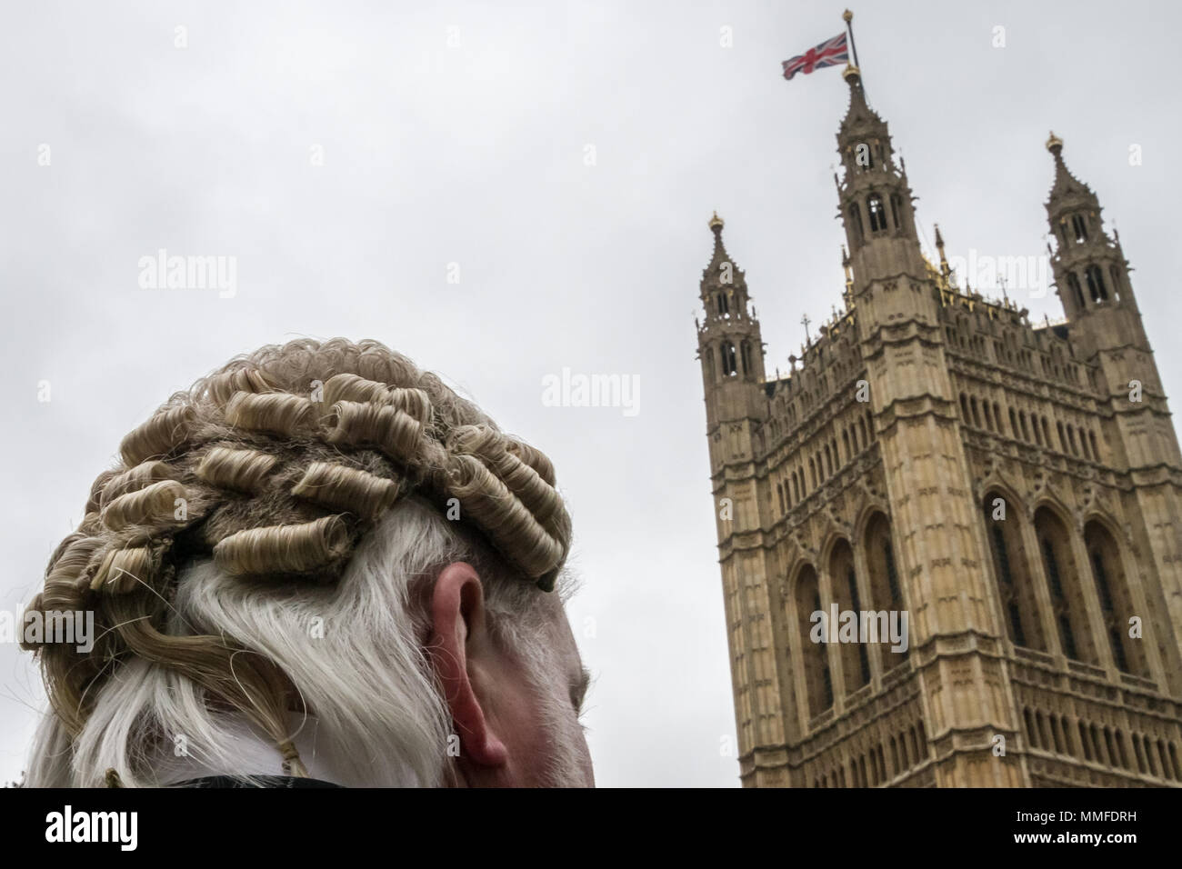 Barristers and solicitors protest in a second mass walkout over cuts to legal aid. Westminster, UK Stock Photo