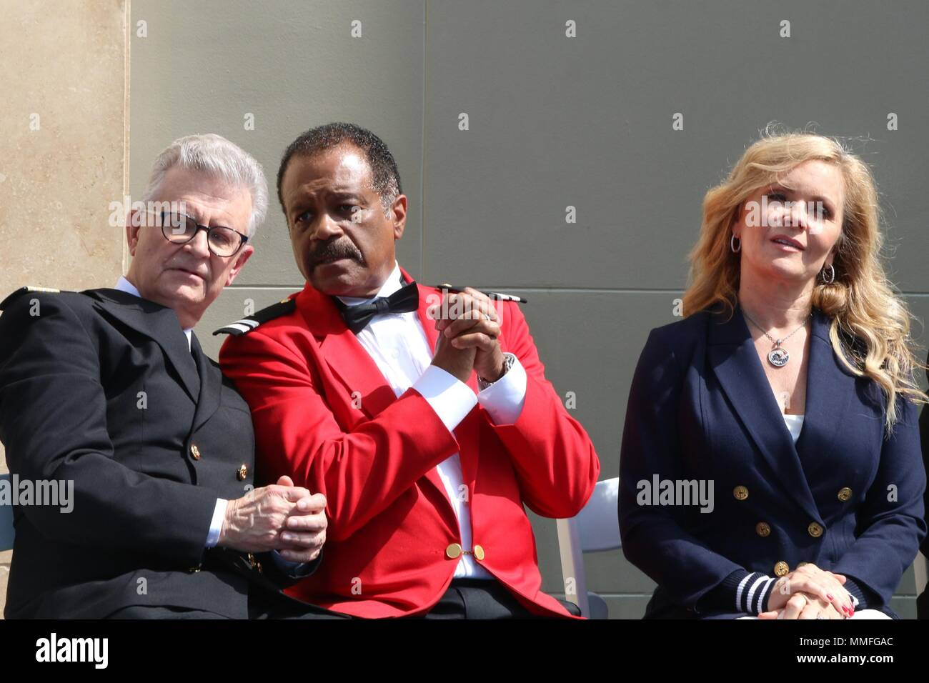 Los Angeles, CA, USA. 10th May, 2018. LOS ANGELES - MAY 10: Fred Grandy, Ted Lange, Jill Whelan at the Princess Cruises Receive Honorary Star Plaque as Friend of the Hollywood Walk Of Fame at Dolby Theater on May 10, 2018 in Los Angeles, CA at a public appearance for THE LOVE BOAT Original Cast Receive Hollywood Walk of Fame Honorary Star Plaque, Dolby Theatre, Los Angeles, CA May 10, 2018. Credit: Priscilla Grant/Everett Collection/Alamy Live News Stock Photo