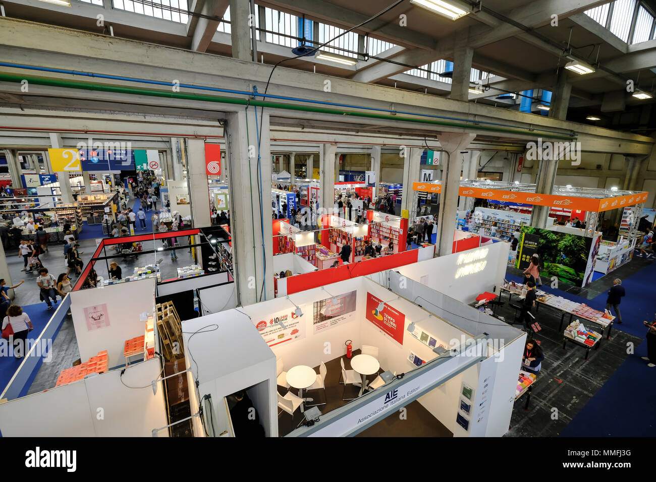 Turin, Piedmont, Italy, 10th May, 2018. International Book fair 2018,first day.General view of the stands in the book fair Credit: RENATO VALTERZA/Alamy Live News Stock Photo
