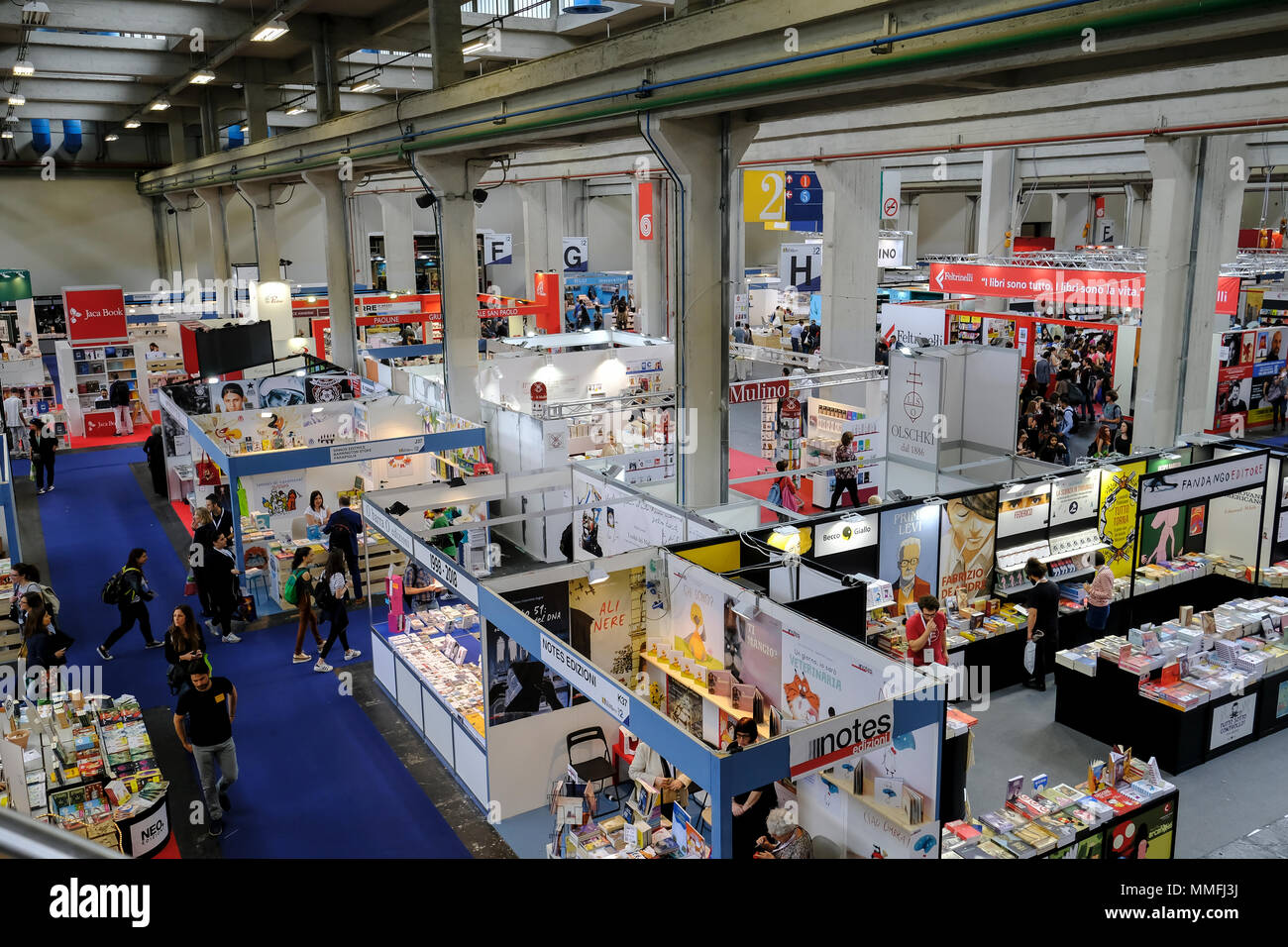 Turin, Piedmont, Italy, 10th May, 2018. International Book fair 2018,first day.General view of the stands in the book fair Credit: RENATO VALTERZA/Alamy Live News Stock Photo