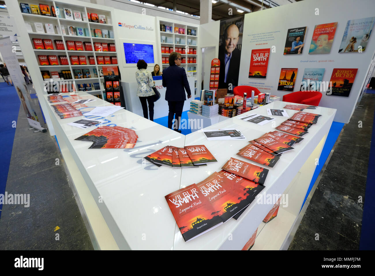 Turin, Piedmont, Italy, 10th May, 2018. International Book fair 2018,first day. Harper Collins Italia publisher's stand Credit: RENATO VALTERZA/Alamy Live News Stock Photo